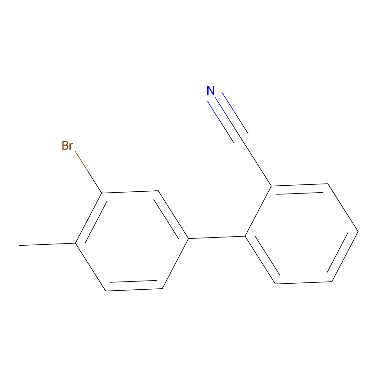3'-Bromo-4'-methyl-1,1'-biphenyl-2-carbonitrile molecular structure, CAS 135689-84-8