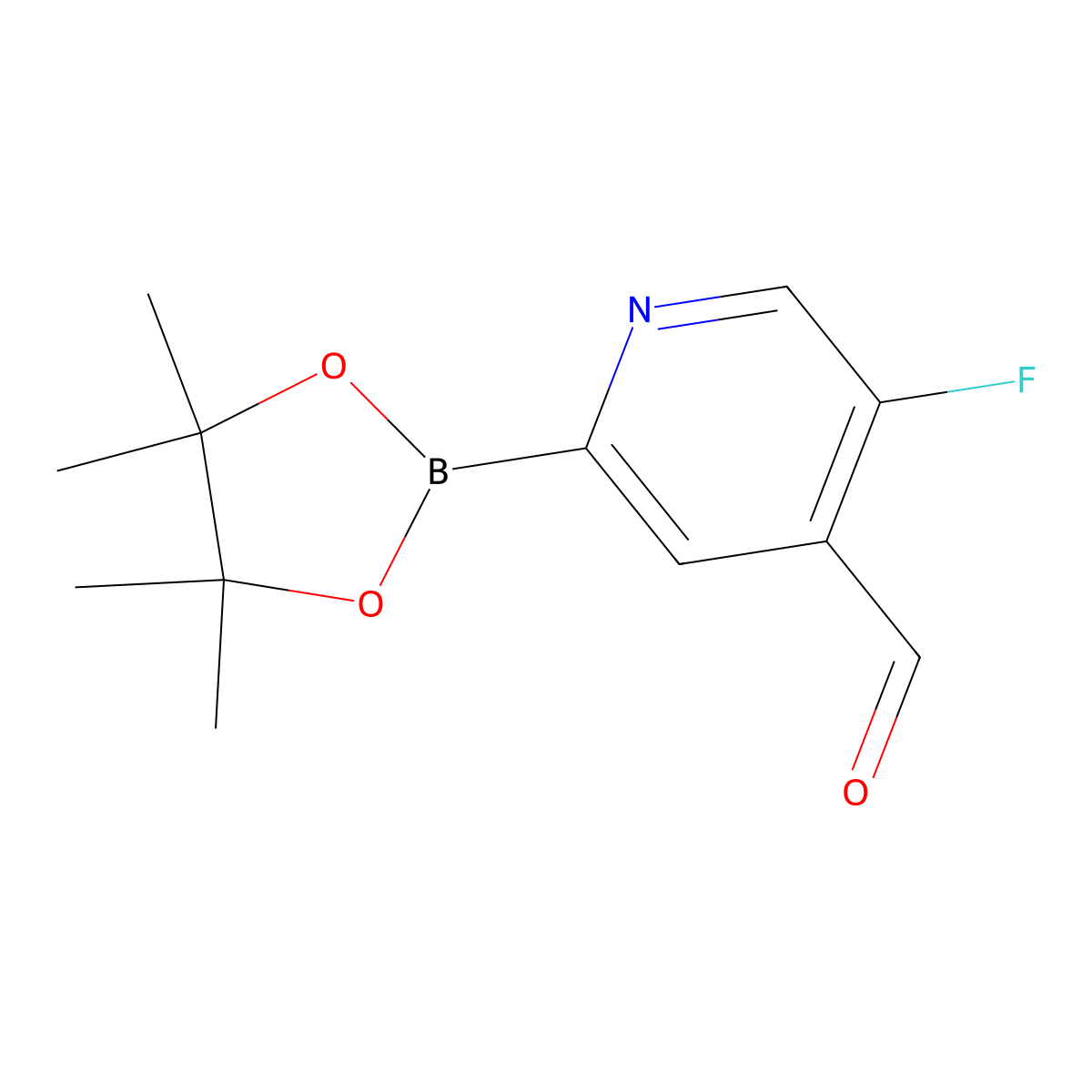 5-Fluoro-2-(tetramethyl-1,3,2-dioxaborolan-2-yl)pyridine-4-carbaldehyde molecular structure, CAS 1356930-47-6