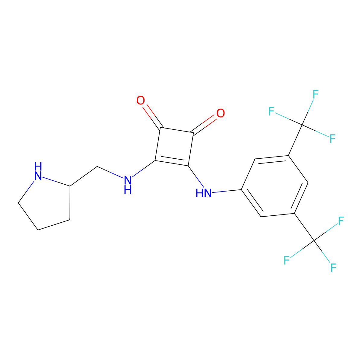 3-[[3,5-bis(trifluoroMethyl)phenyl]aMino]-4-[[(2S)-2-pyrrolidinylMethyl]aMino]-3-Cyclobutene-1,2-dione molecular structure, CAS 1356935-80-2