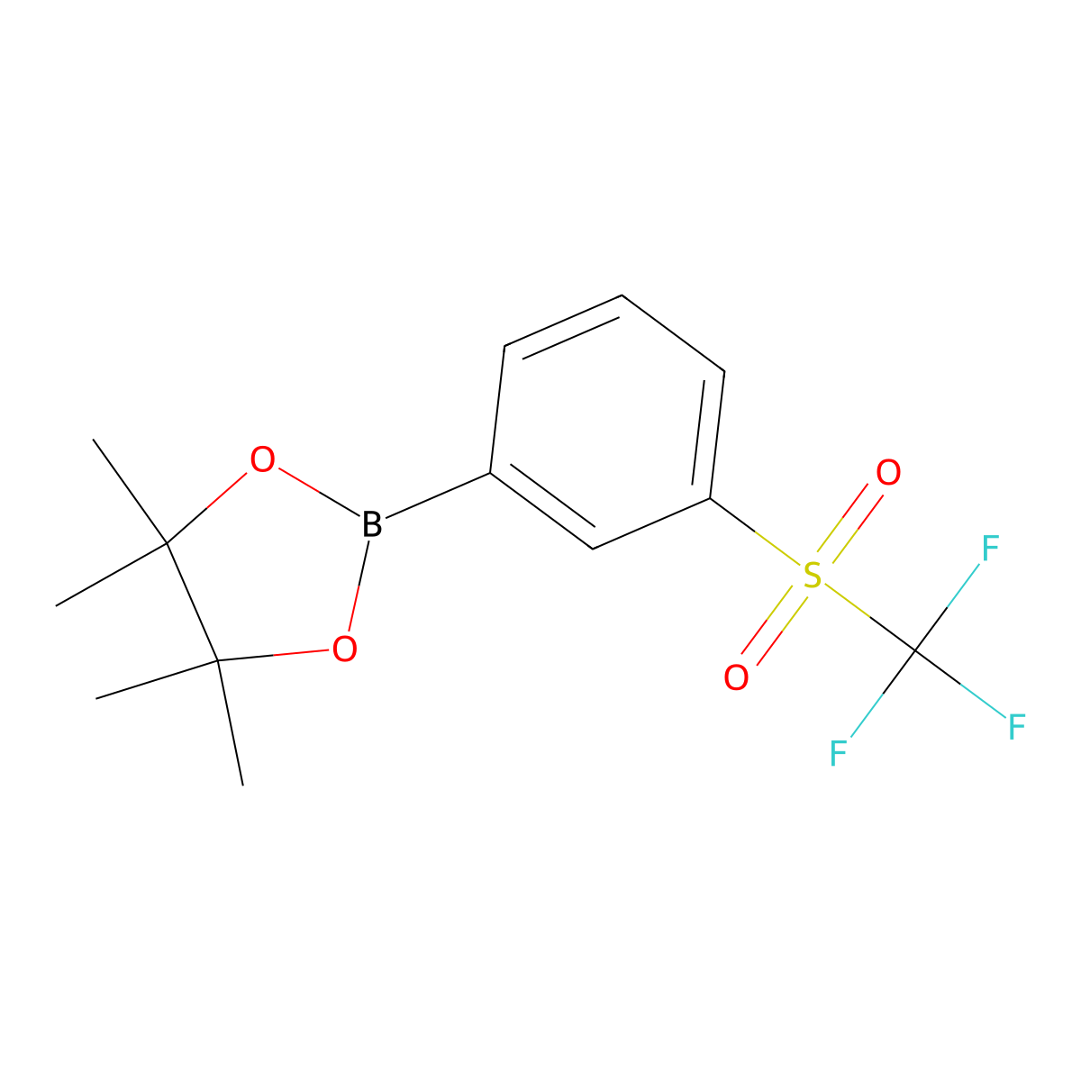 4,4,5,5-Tetramethyl-2-(3-trifluoromethanesulfonylphenyl)-1,3,2-dioxaborolane molecular structure, CAS 1356944-00-7