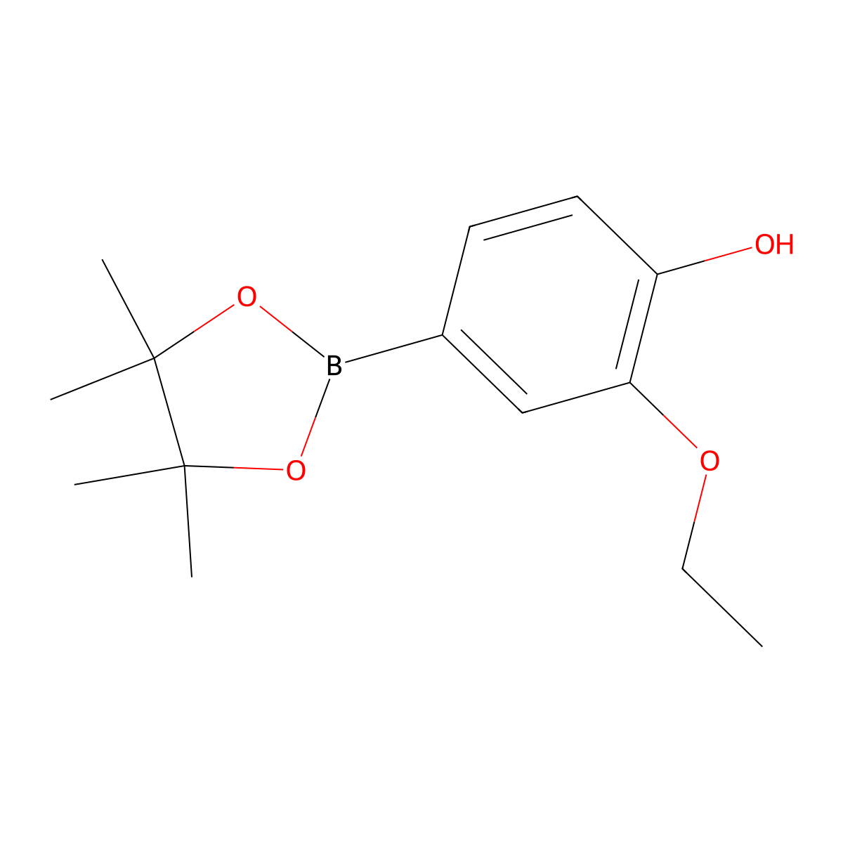 2-Ethoxy-4-(4,4,5,5-tetramethyl-1,3,2-dioxaborolan-2-yl)phenol molecular structure, CAS 1356953-68-8