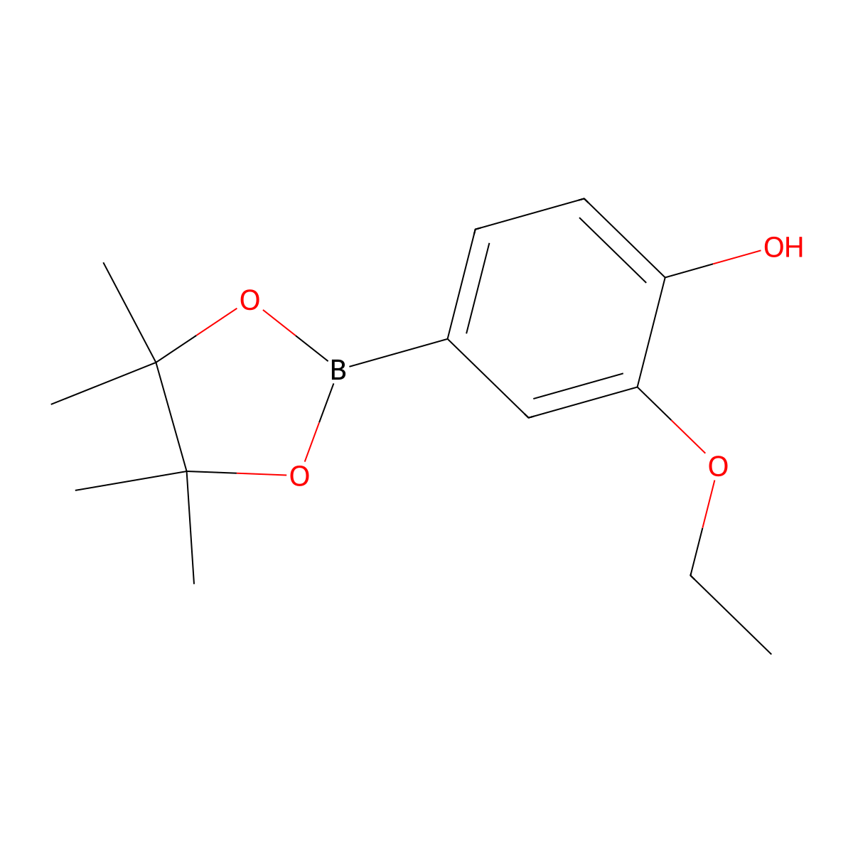 2-Ethoxy-4-(4,4,5,5-tetramethyl-1,3,2-dioxaborolan-2-yl)phenol molecular structure, CAS 1356953-68-8