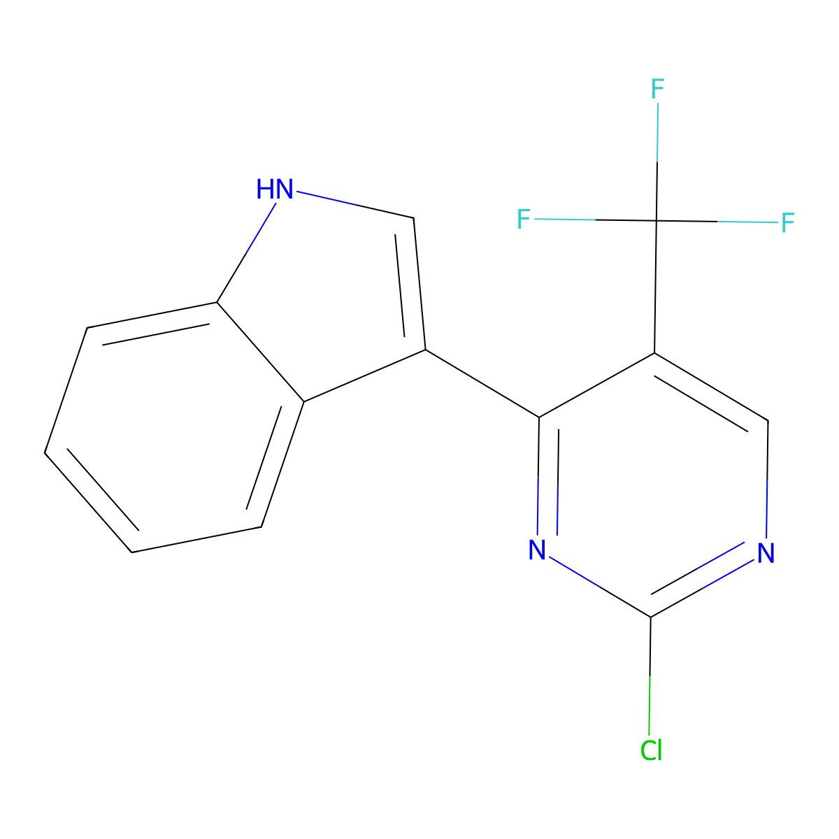 3-(2-Chloro-5-(trifluoromethyl)pyrimidin-4-yl)-1H-indole molecular structure, CAS 1356962-86-1
