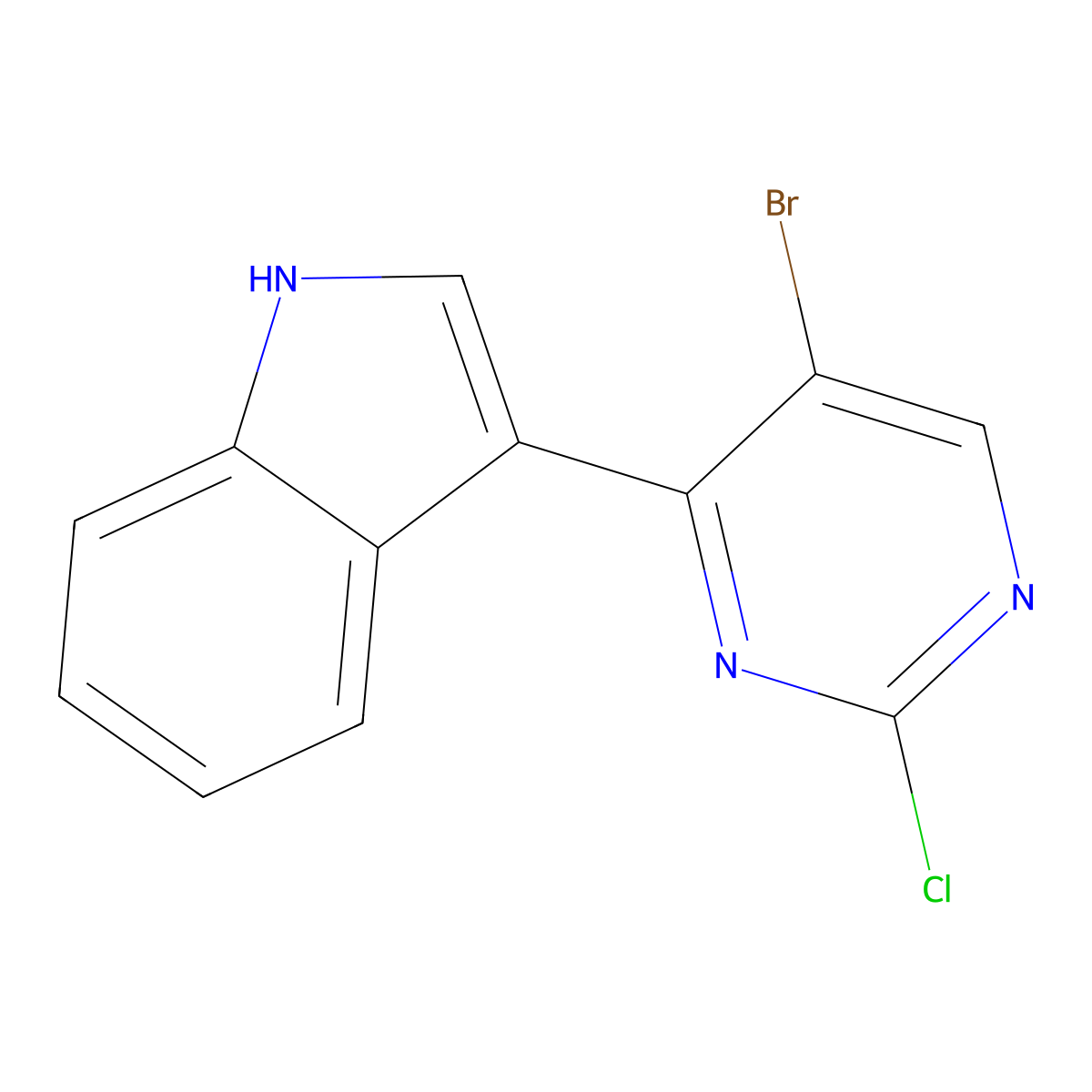 3-(5-bromo-2-chloropyrimidin-4-yl)-1H-indole molecular structure, CAS 1356962-87-2