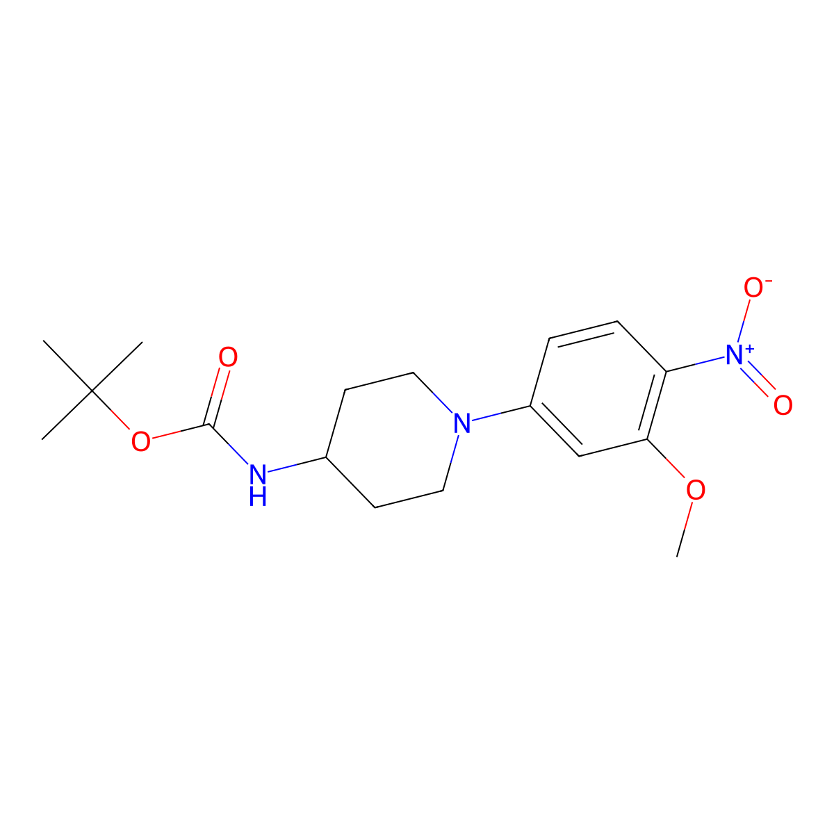 tert-Butyl (1-(3-methoxy-4-nitrophenyl)piperidin-4-yl)carbamate molecular structure, CAS 1356962-89-4