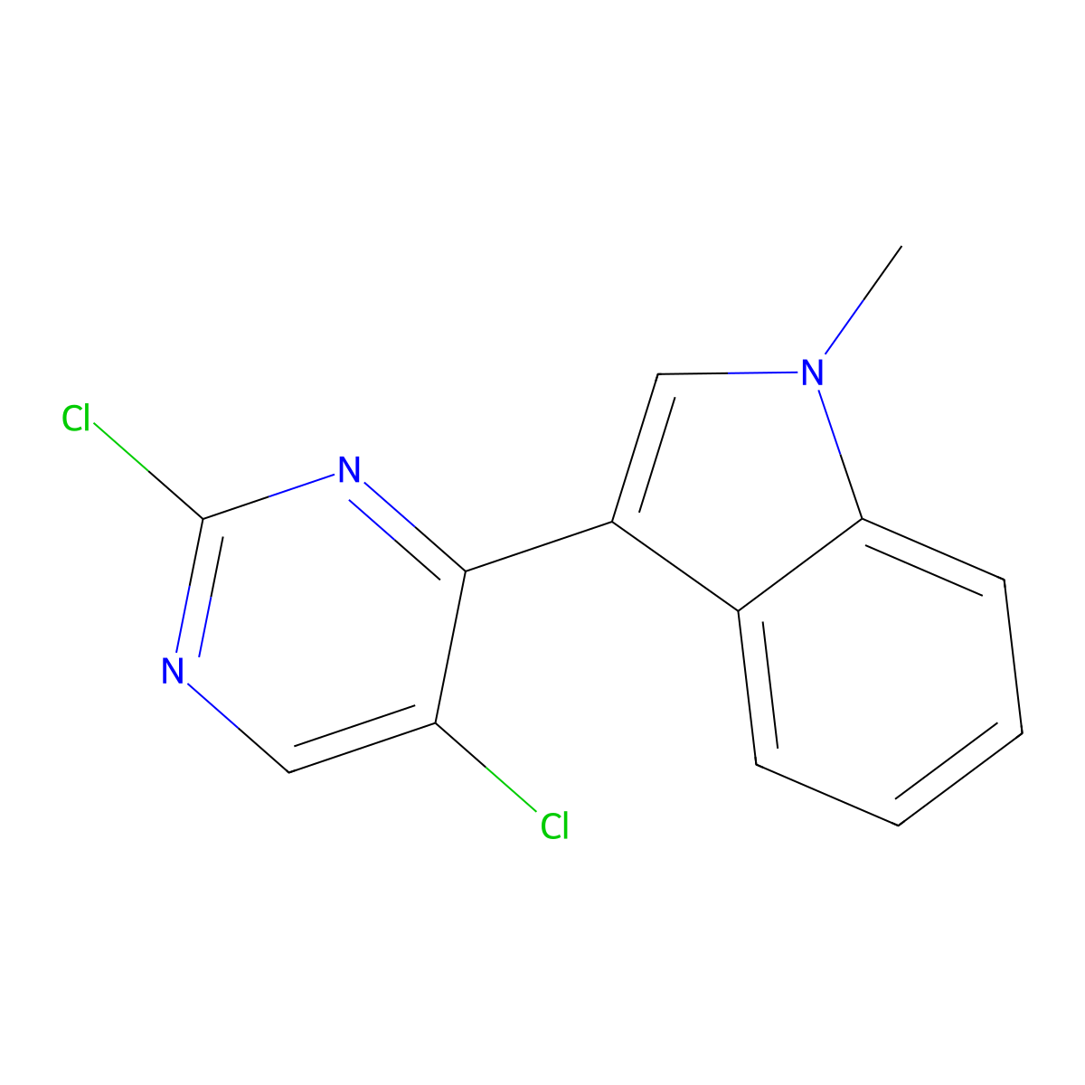 3-(2,5-Dichloropyrimidin-4-yl)-1-methyl-1H-indole molecular structure, CAS 1356963-19-3