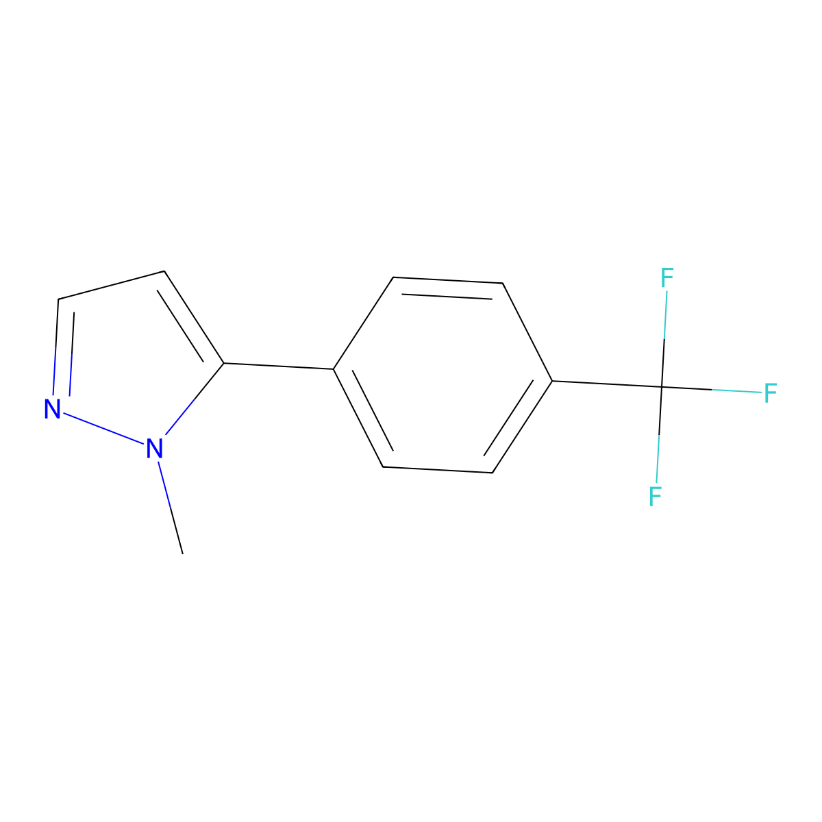 1-Methyl-5-(4-(trifluoromethyl)phenyl)-1H-pyrazole molecular structure, CAS 1356997-25-5