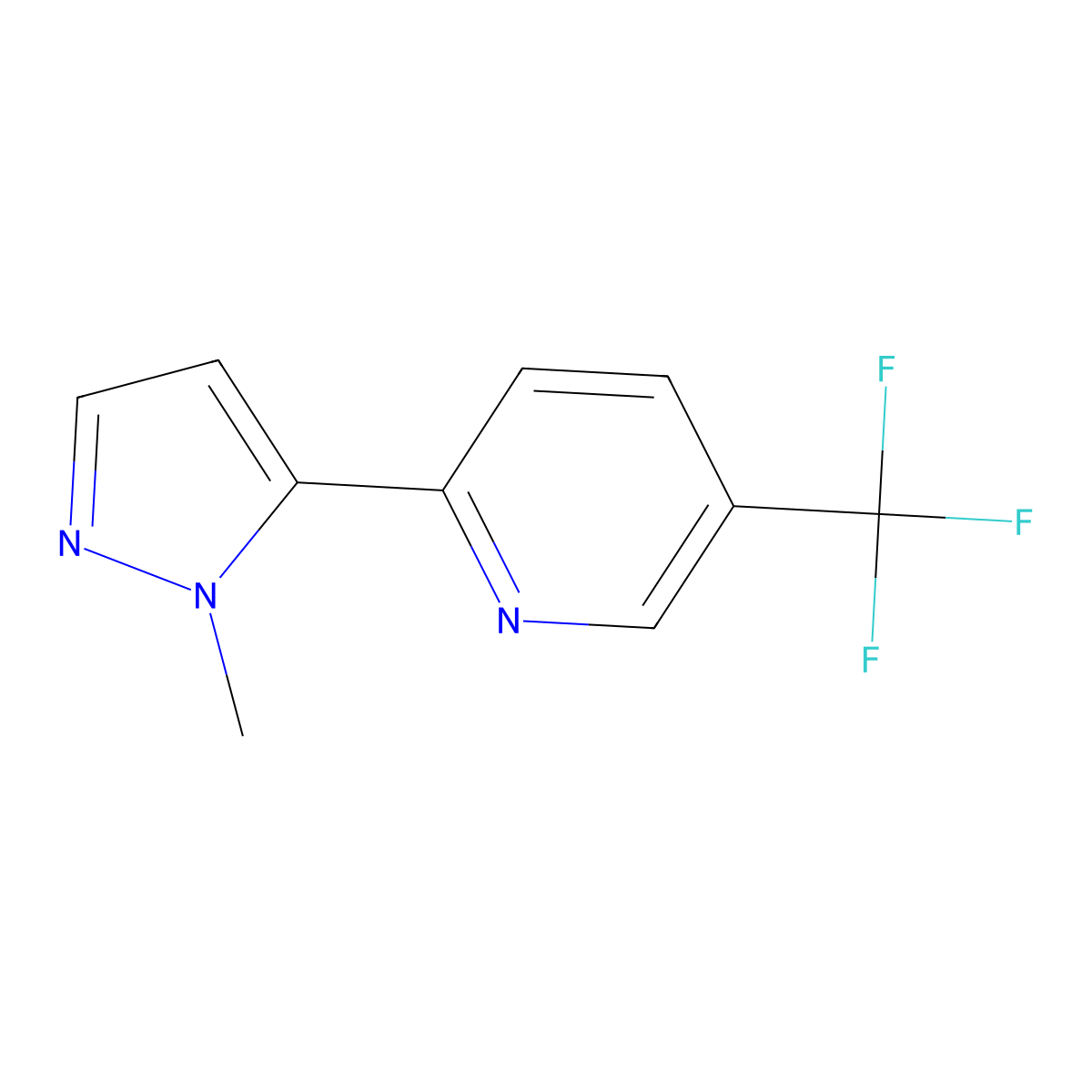 2-(1-methyl-1H-pyrazol-5-yl)-5-(trifluoromethyl)pyridine molecular structure, CAS 1356997-31-3