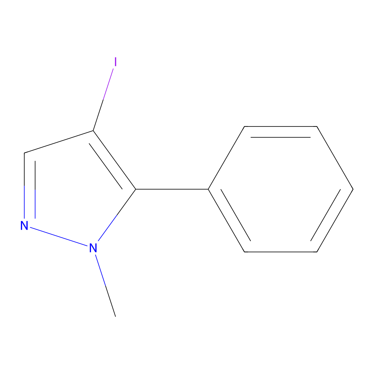 4-iodo-1-methyl-5-phenyl-1H-pyrazole molecular structure, CAS 1356997-80-2