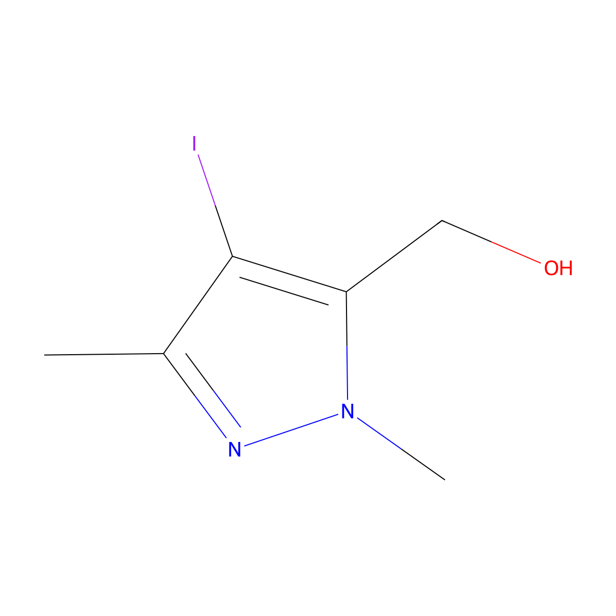 (4-Iodo-1,3-dimethyl-1H-pyrazol-5-yl)methanol molecular structure, CAS 1356998-41-8