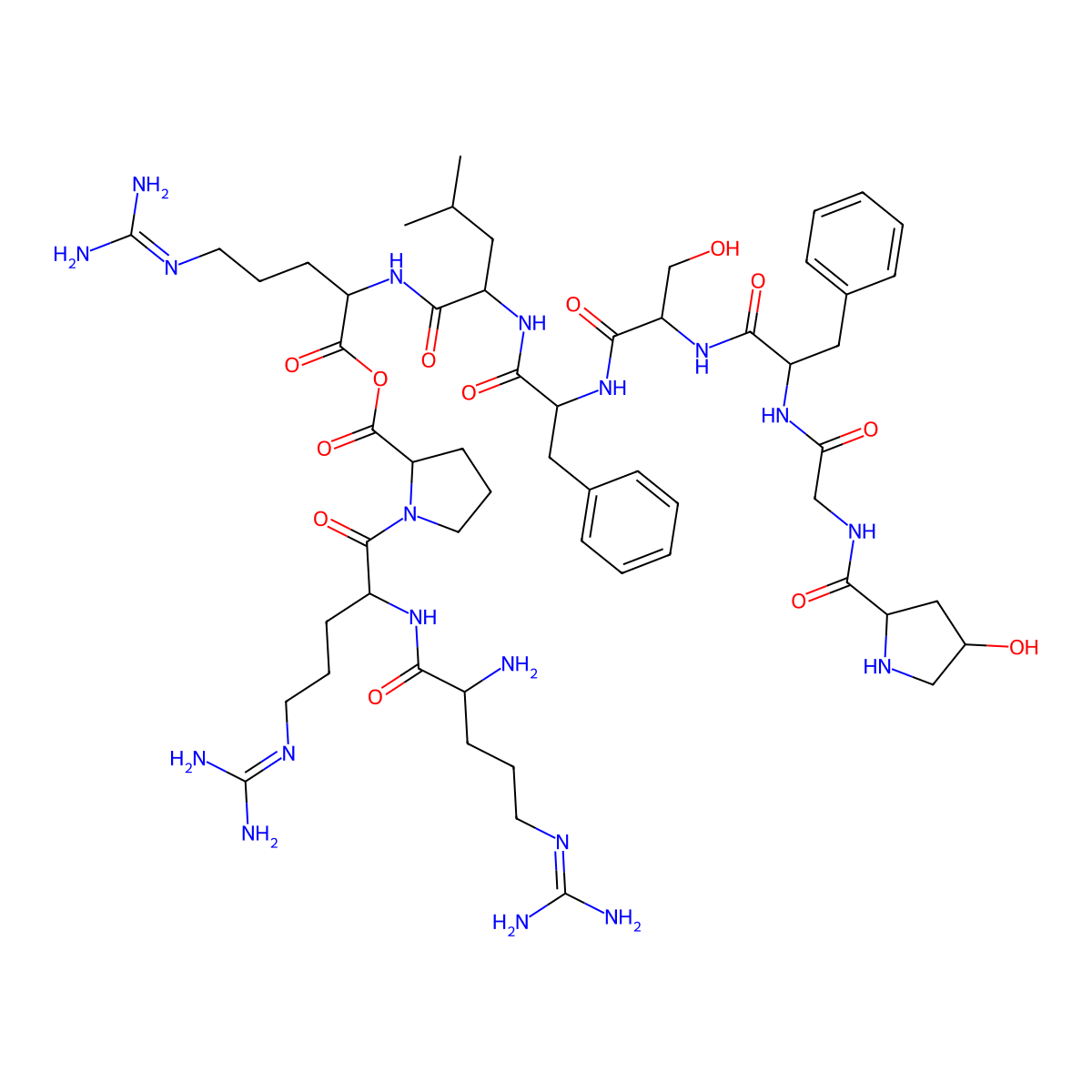 Bradykinin, arg-hyp(3)-phe(7)-leu(8)- molecular structure, CAS 135701-67-6