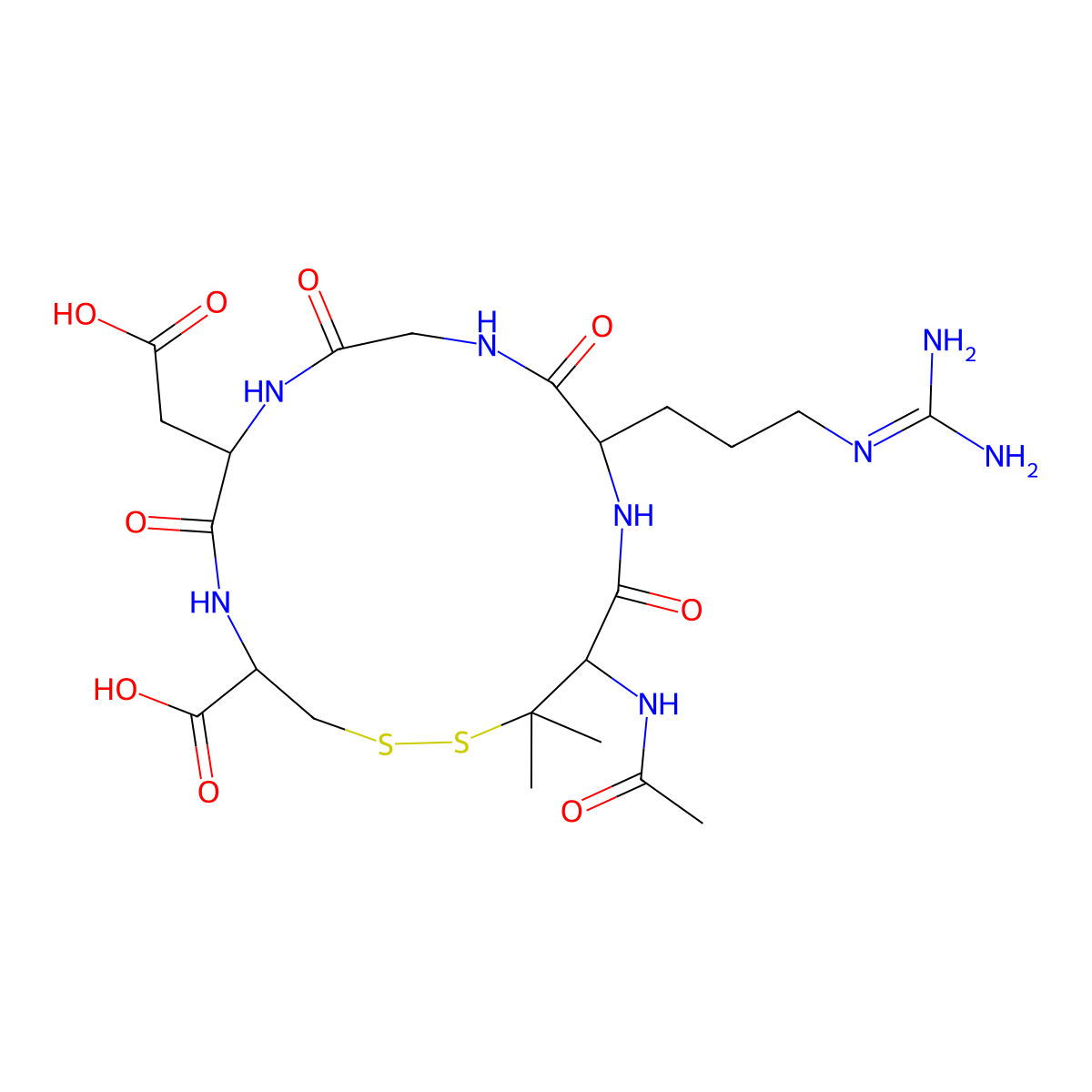 Ac-Pen(1)-Arg-Gly-Asp-Cys(1)-OH molecular structure, CAS 135702-36-2