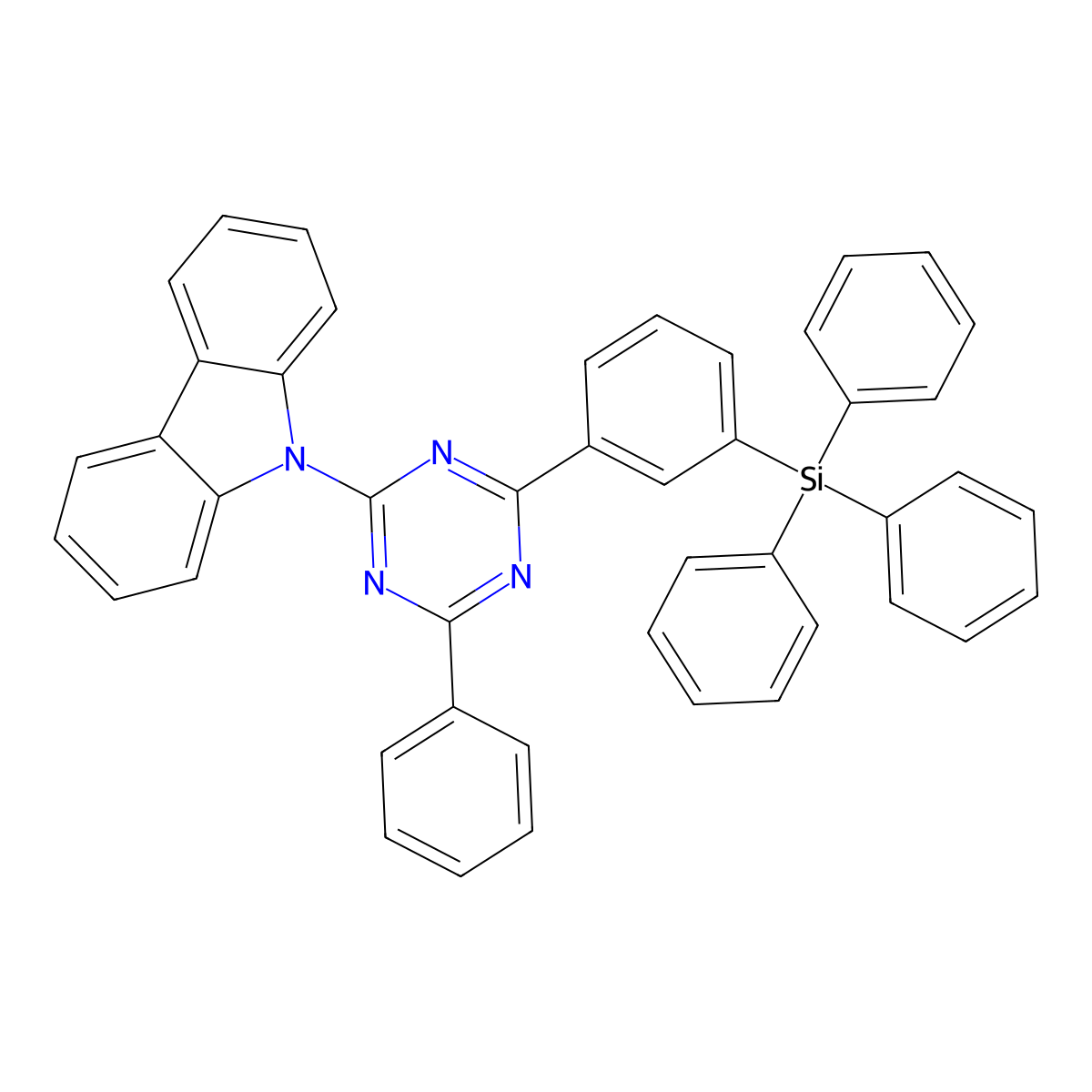 9-(4-Phenyl-6-(3-(triphenylsilyl)phenyl)-1,3,5-triazin-2-yl)-9H-carbazole molecular structure, CAS 1357066-26-2