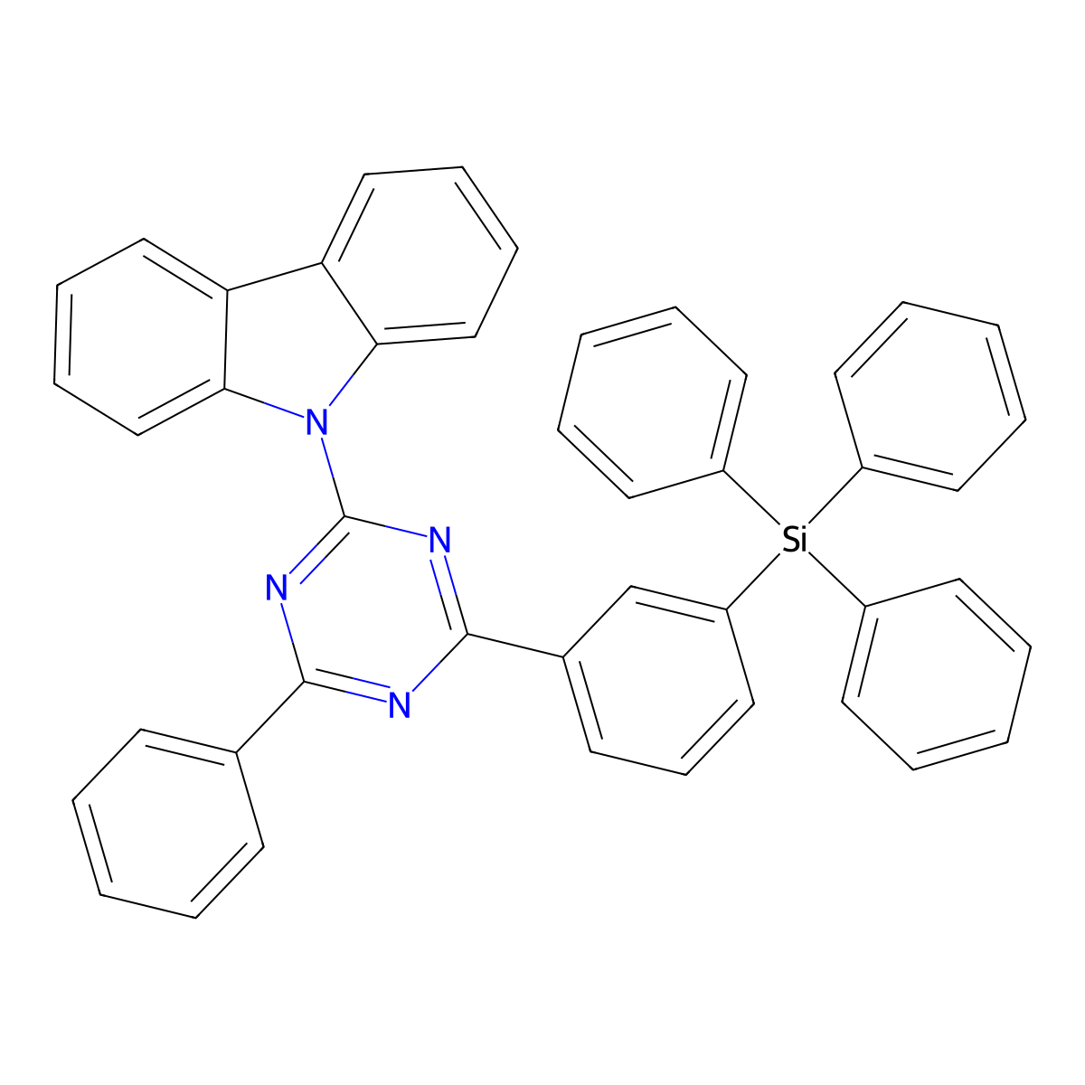 9-(4-Phenyl-6-(3-(triphenylsilyl)phenyl)-1,3,5-triazin-2-yl)-9H-carbazole molecular structure, CAS 1357066-26-2