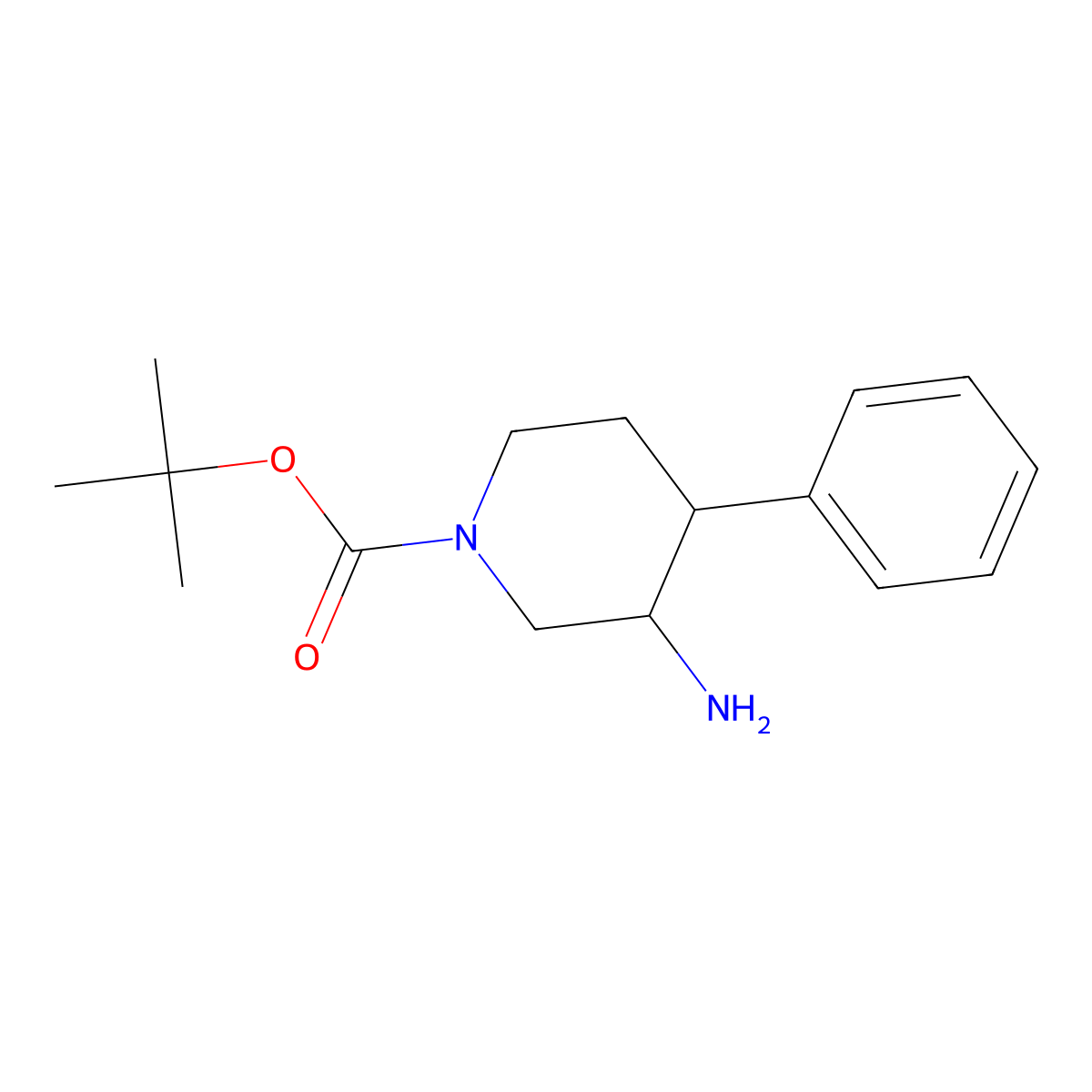 tert-Butyl trans-3-amino-4-phenylpiperidine-1-carboxylate molecular structure, CAS 1357073-14-3