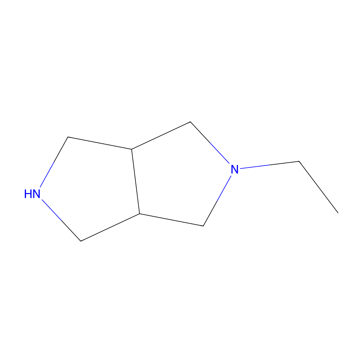(3aR,6aS)-2-ethyl-octahydropyrrolo[3,4-c]pyrrole molecular structure, CAS 1357082-99-5