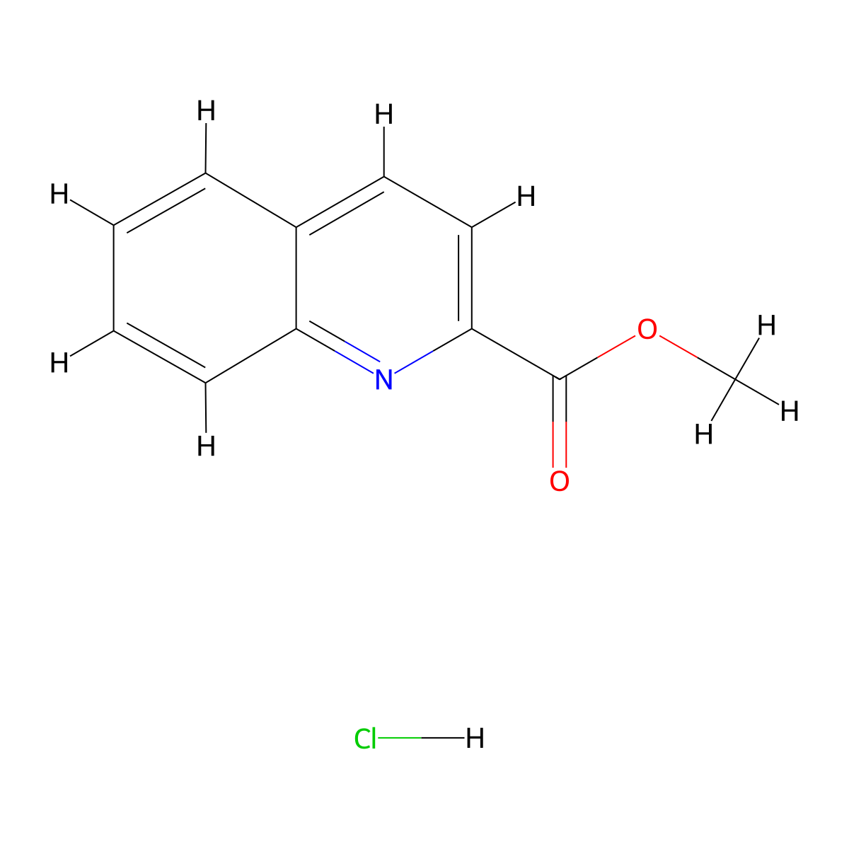 Methyl quinoline-2-carboxylate hydrochloride molecular structure, CAS 135709-62-5