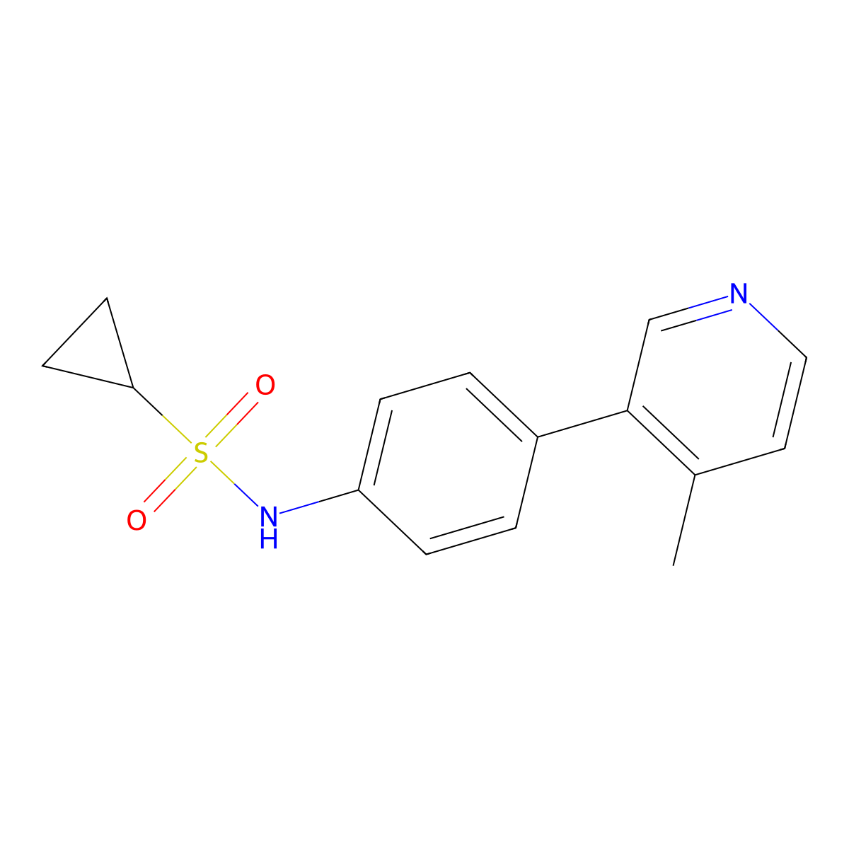 N-[4-(4-methyl-3-pyridinyl)phenyl]cyclopropanesulfonamide molecular structure, CAS 1357093-05-0
