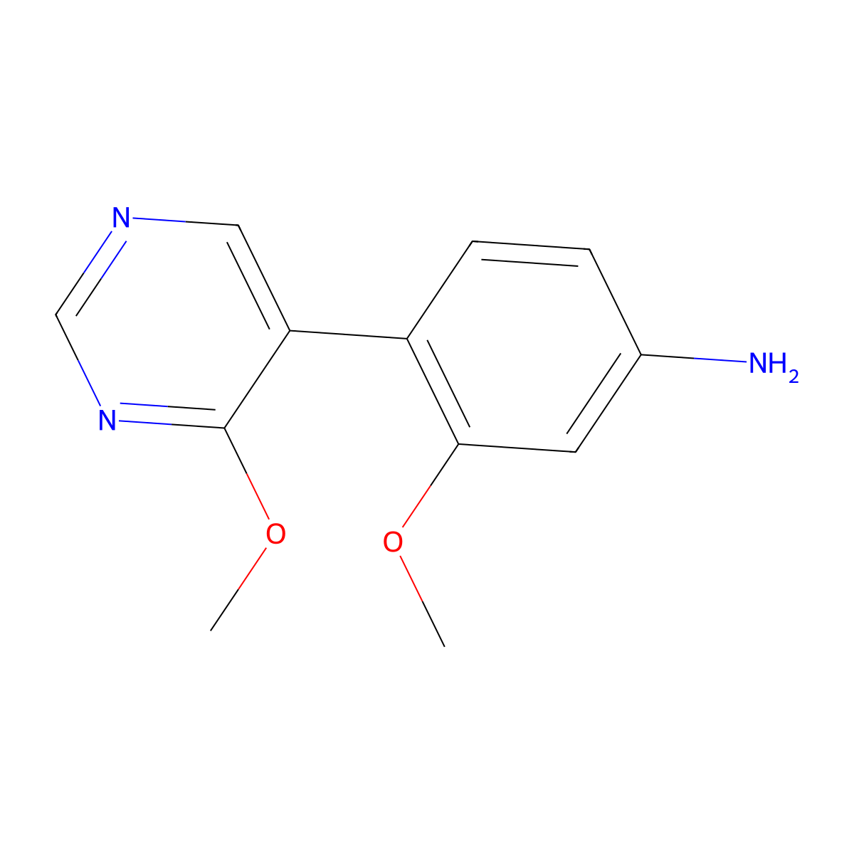 3-Methoxy-4-(4-methoxypyrimidin-5-yl)aniline molecular structure, CAS 1357094-86-0
