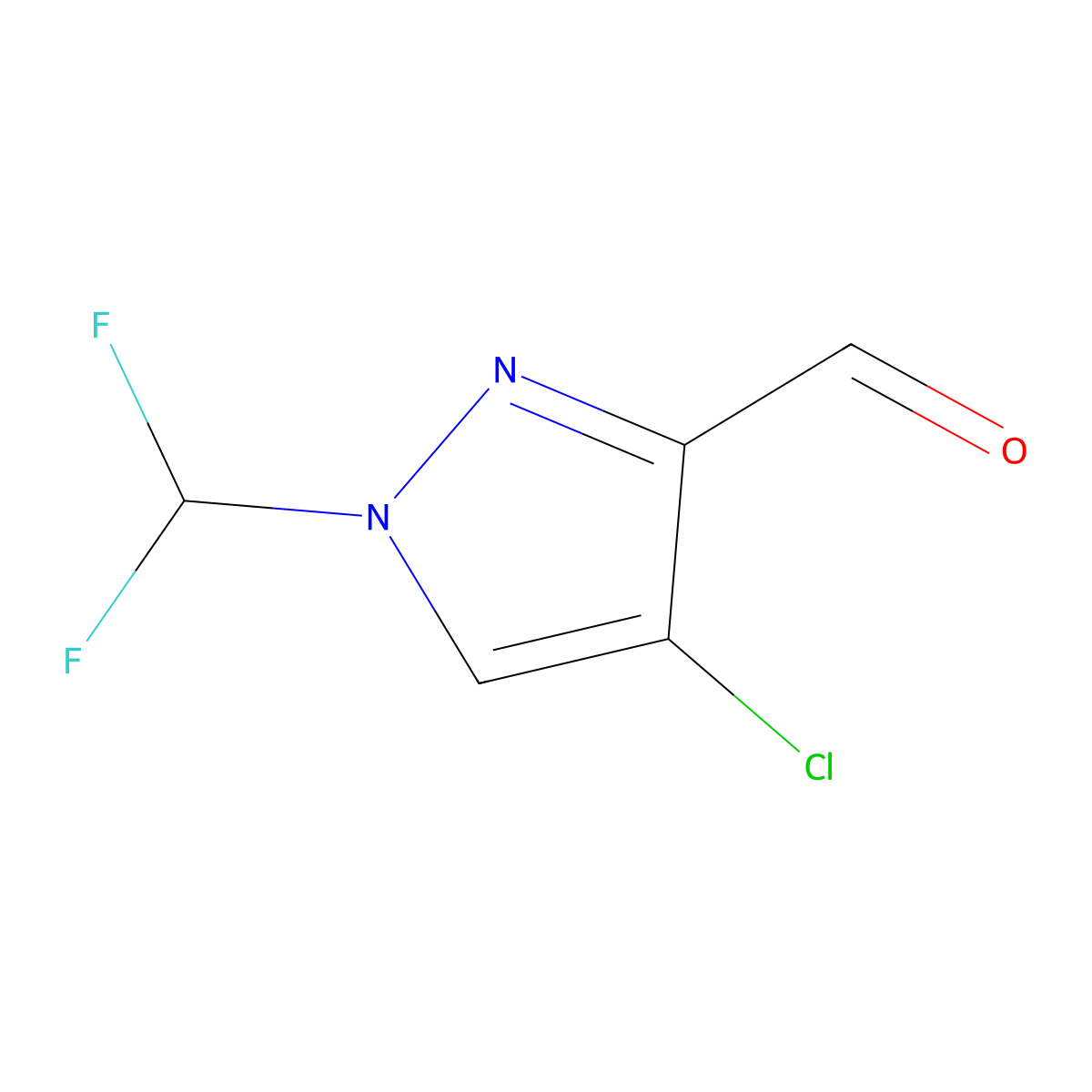 4-chloro-1-(difluoromethyl)-1H-pyrazole-3-carbaldehyde molecular structure, CAS 1357098-11-3