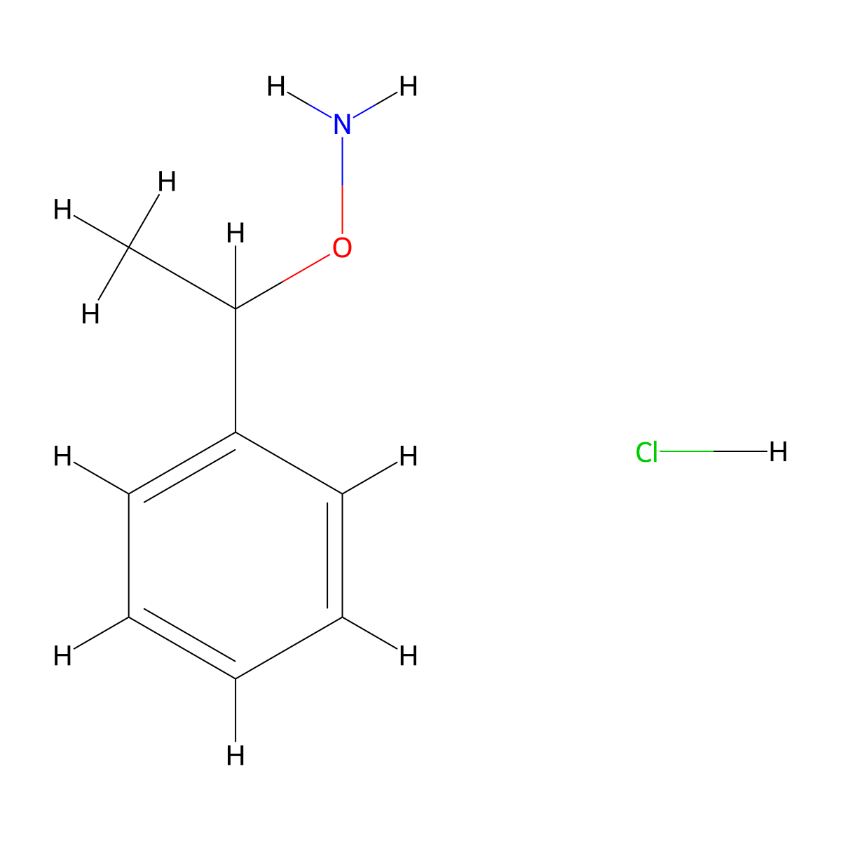 O-(1-phenylethyl)hydroxylamine hydrochloride molecular structure, CAS 13571-10-3