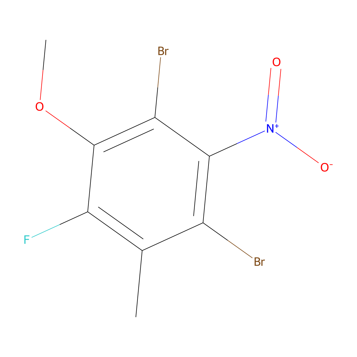 1,3-Dibromo-5-fluoro-4-methoxy-6-methyl-2-nitrobenzene molecular structure, CAS 1357103-68-4