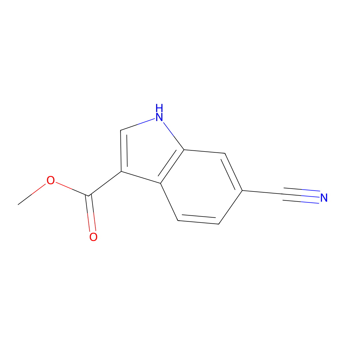 Methyl 6-cyano-1H-indole-3-carboxylate molecular structure, CAS 1357147-38-6