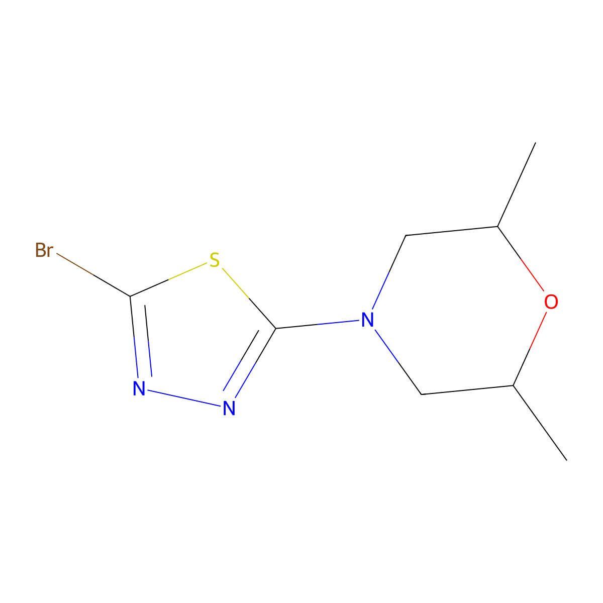 4-(5-Bromo-1,3,4-thiadiazol-2-yl)-cis-2,6-dimethylmorpholine molecular structure, CAS 1357147-40-0