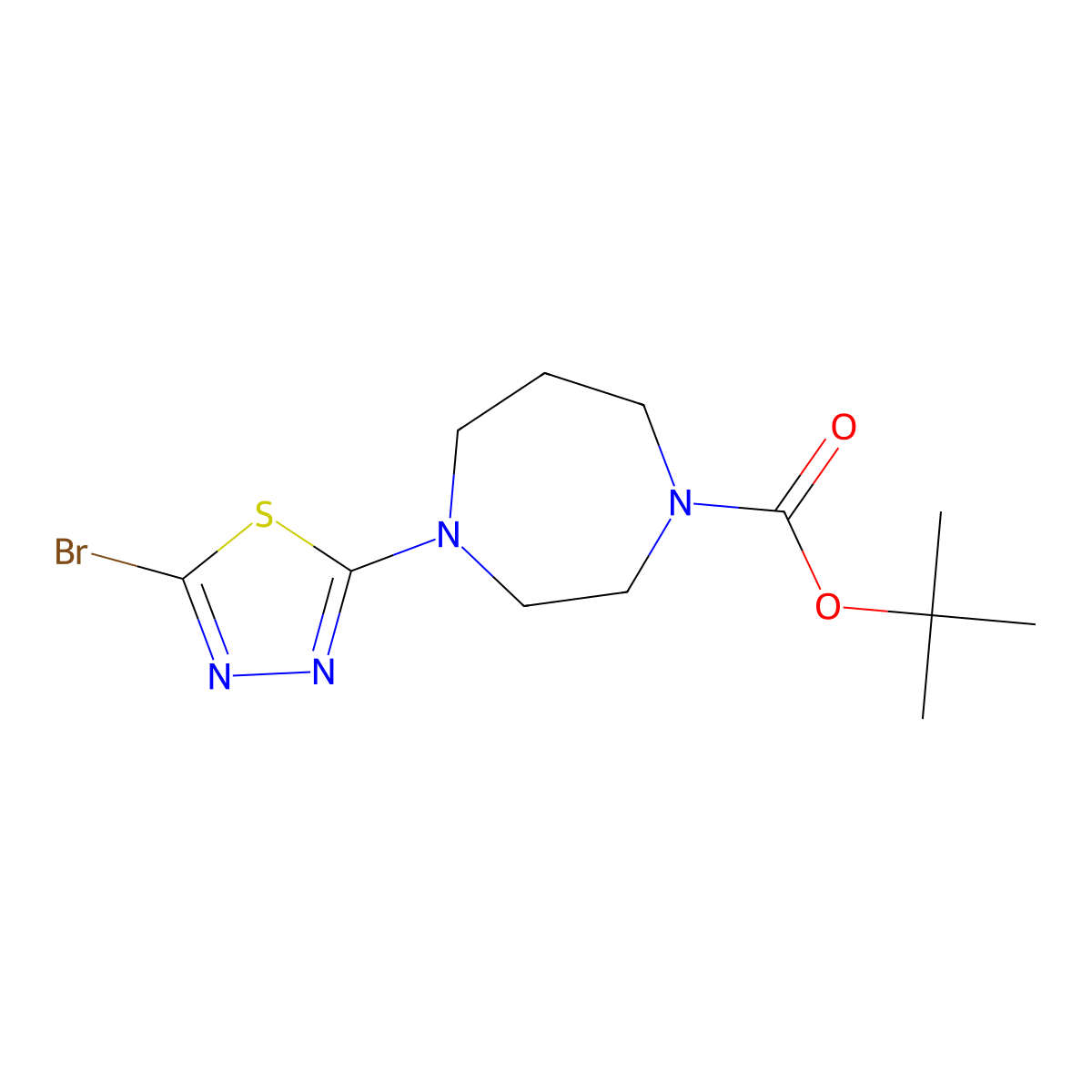 Tert-butyl 4-(5-bromo-1,3,4-thiadiazol-2-yl)-1,4-diazepane-1-carboxylate molecular structure, CAS 1357147-44-4