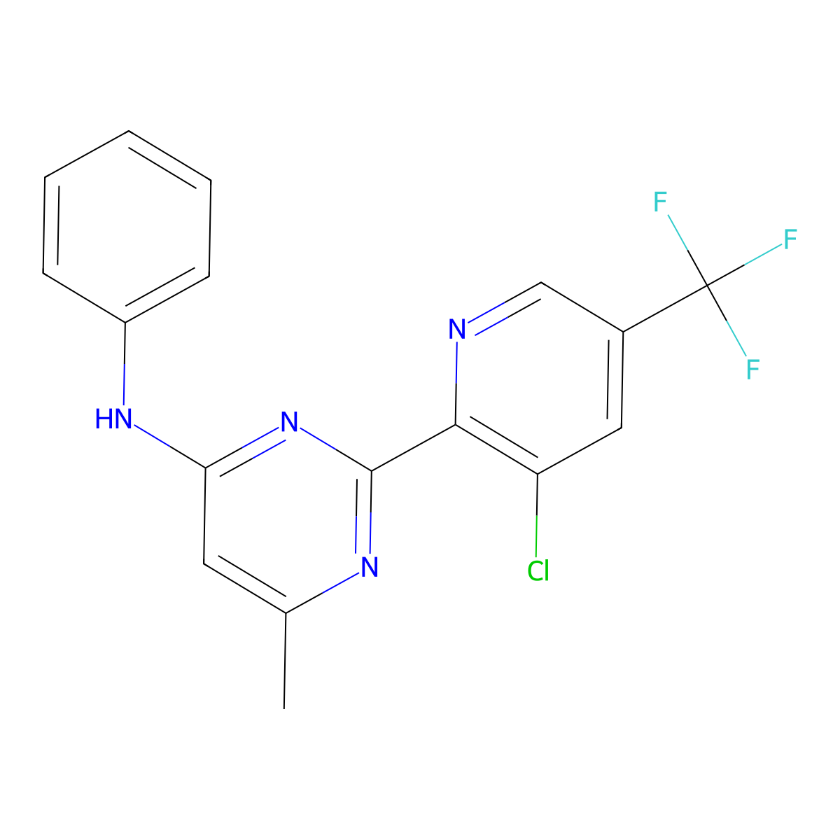 2-[3-chloro-5-(trifluoromethyl)-2-pyridinyl]-6-methyl-N-phenyl-4-pyrimidinamine molecular structure, CAS 1357147-49-9