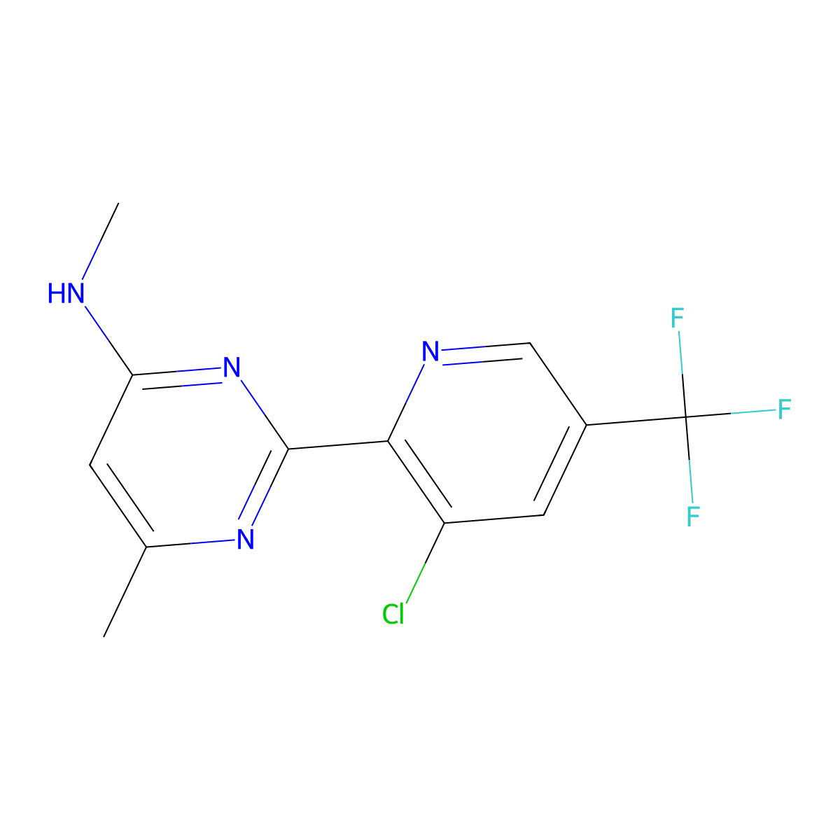 2-[3-chloro-5-(trifluoromethyl)-2-pyridinyl]-N,6-dimethyl-4-pyrimidinamine molecular structure, CAS 1357147-51-3