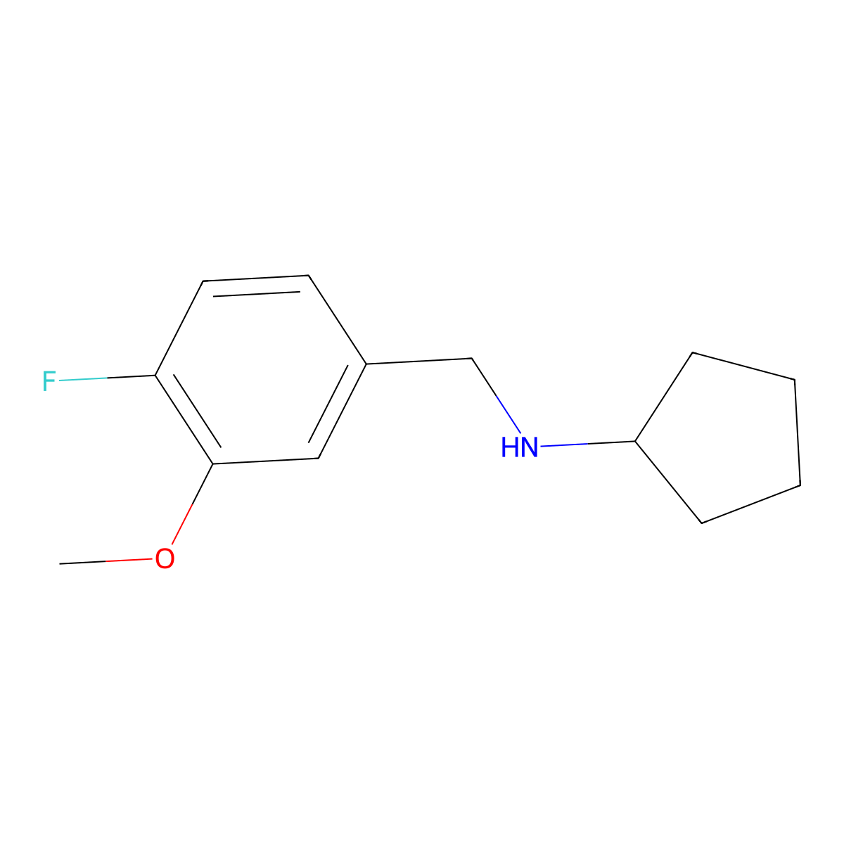 N-[(4-fluoro-3-methoxyphenyl)methyl]cyclopentanamine molecular structure, CAS 1357147-53-5