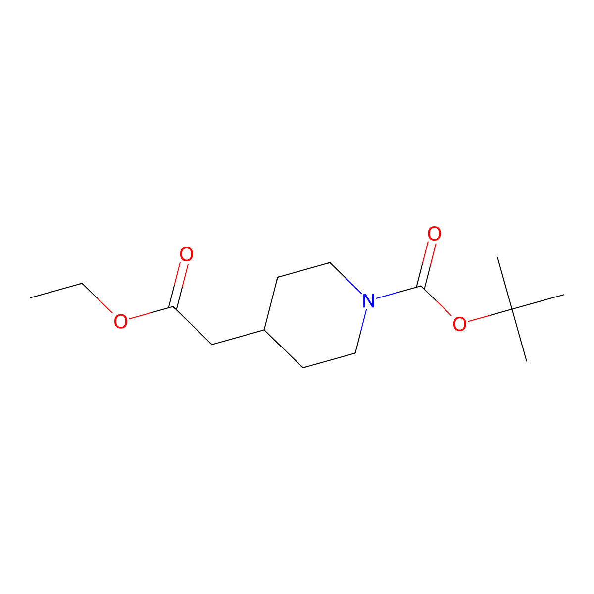 Ethyl 1-((1,1-dimethylethoxy)carbonyl)-4-piperidineacetate molecular structure, CAS 135716-09-5