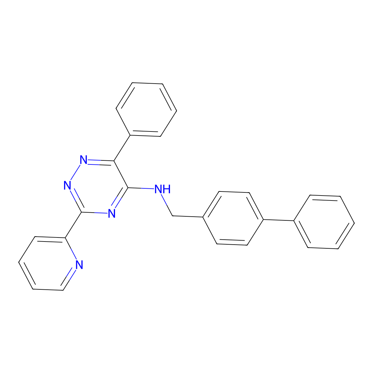 N-([1,1'-Biphenyl]-4-ylmethyl)-6-phenyl-3-(pyridin-2-yl)-1,2,4-triazin-5-amine molecular structure, CAS 1357171-62-0