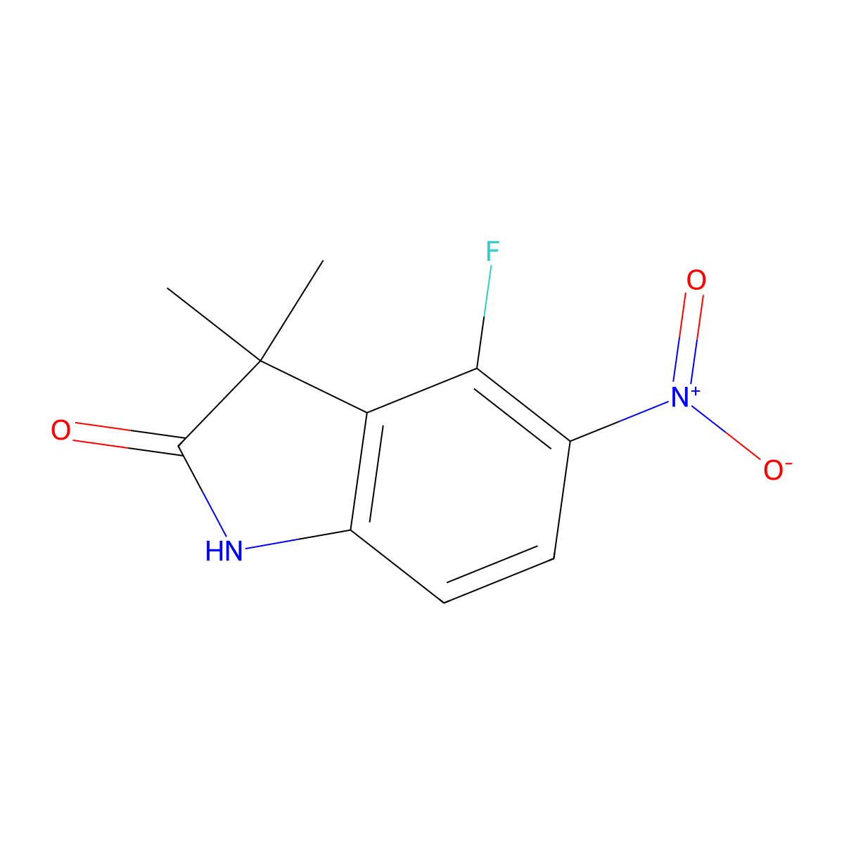 4-Fluoro-3,3-dimethyl-5-nitroindolin-2-one molecular structure, CAS 1357192-10-9