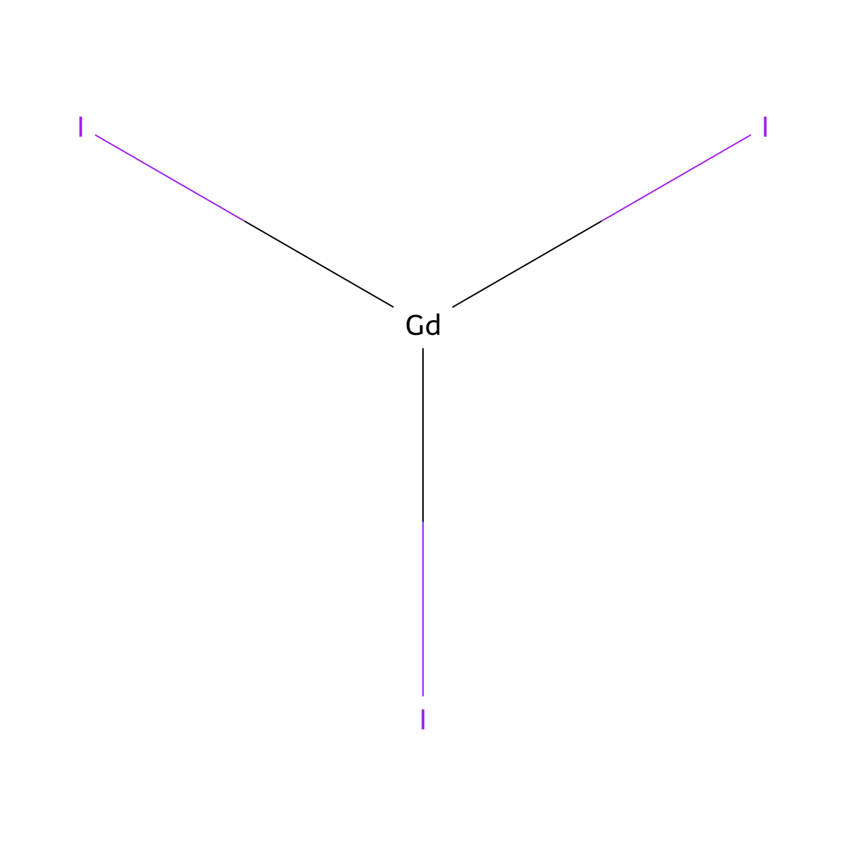 Gadolinium iodide (GdI3) molecular structure, CAS 13572-98-0