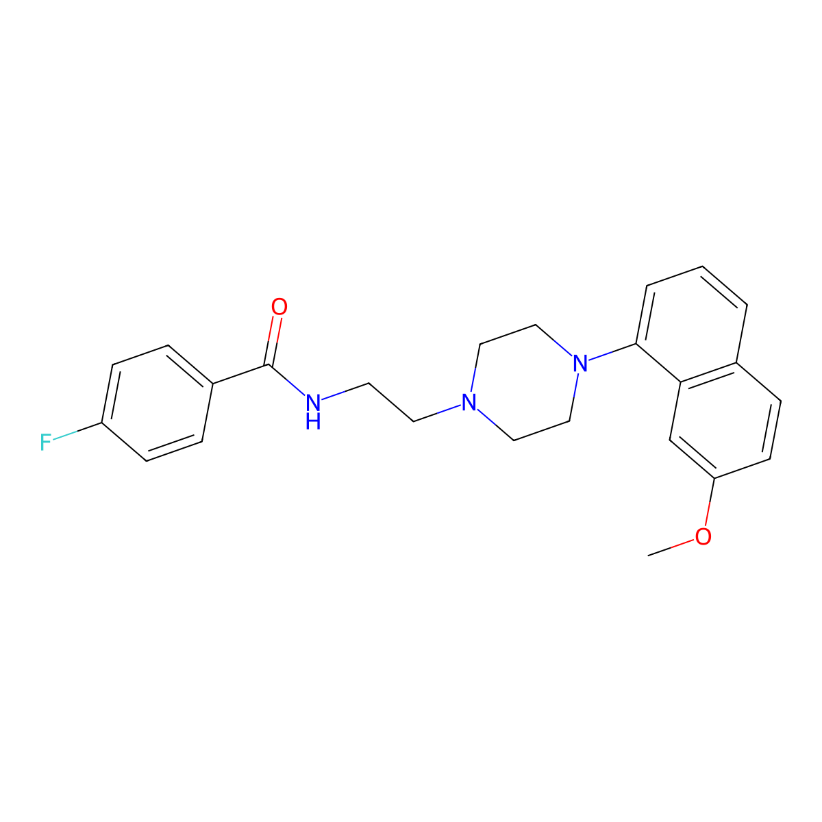 4-fluoro-N-[2-[4-(7-methoxynaphthalen-1-yl)piperazin-1-yl]ethyl]benzamide molecular structure, CAS 135722-25-7
