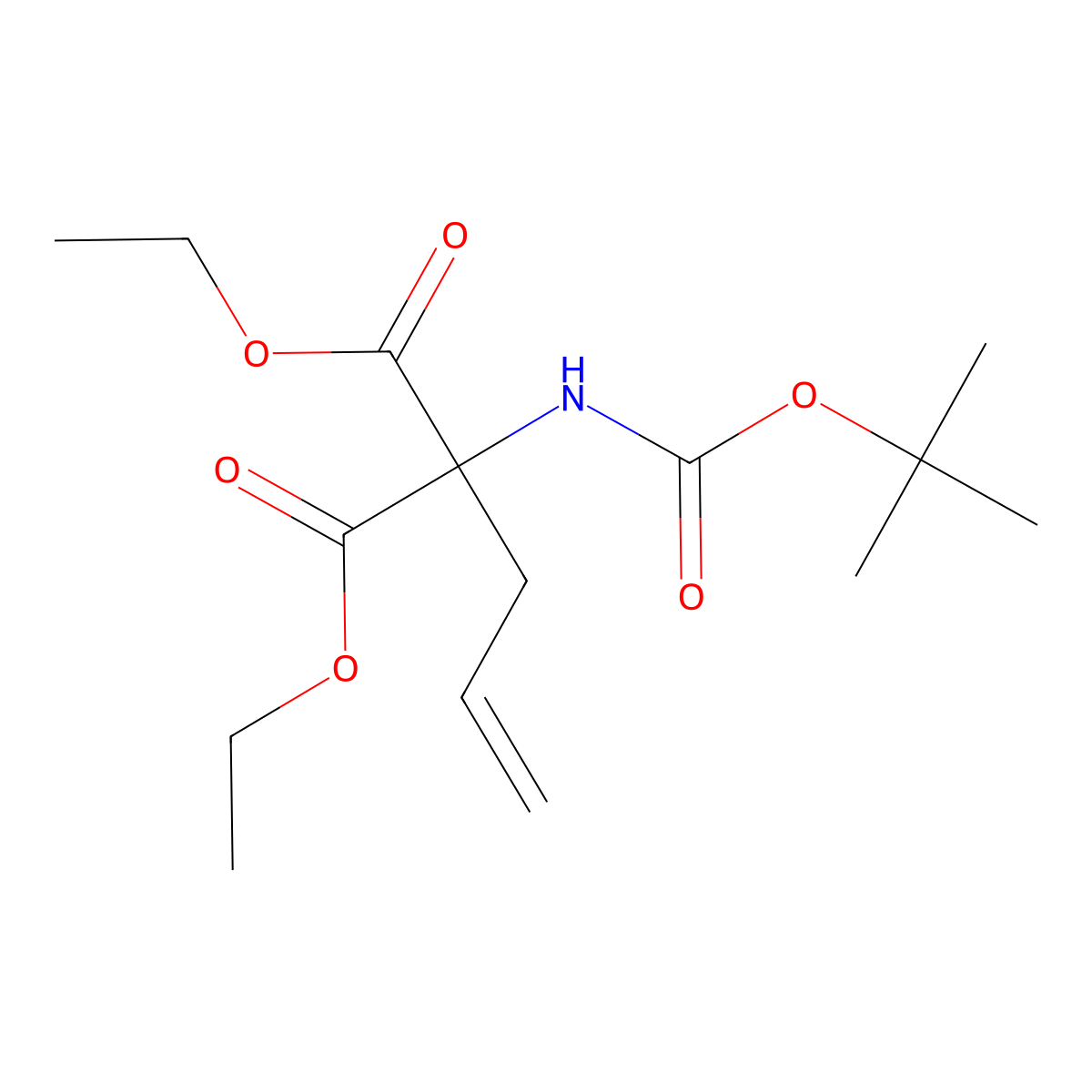 Diethyl 2-allyl-2-(tert-butoxycarbonylamino)malonate molecular structure, CAS 135722-55-3