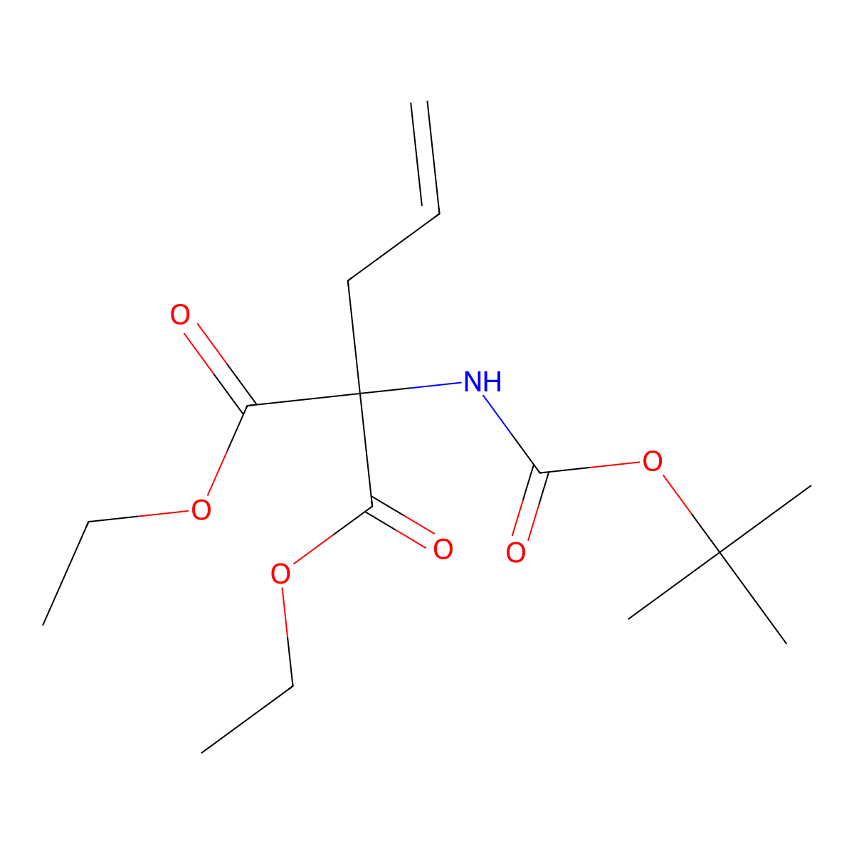 Diethyl 2-allyl-2-(tert-butoxycarbonylamino)malonate molecular structure, CAS 135722-55-3
