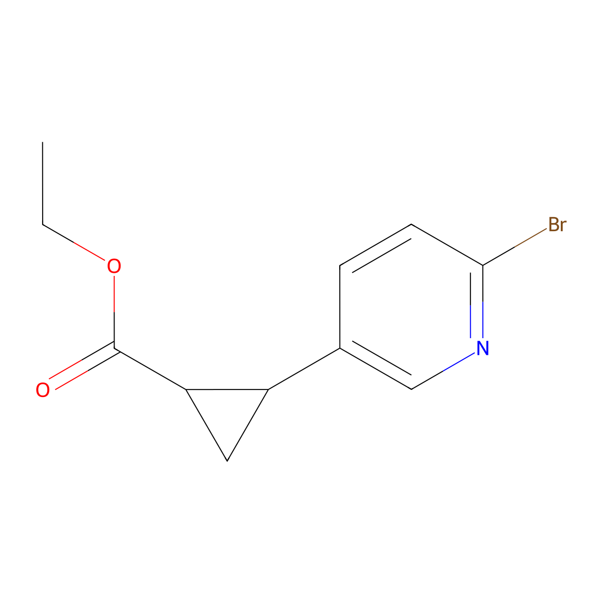 (Trans)-ethyl-2-(6-bromopyridin-3-yl)cyclopropanecarboxylate molecular structure, CAS 1357247-47-2
