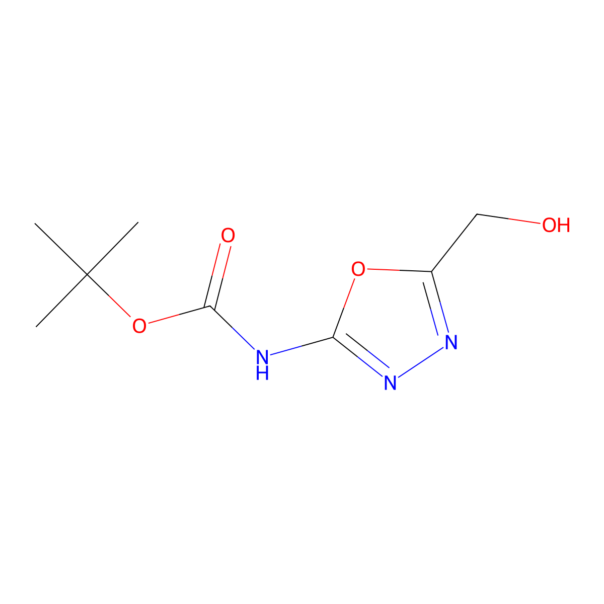 tert-butyl N-[5-(hydroxymethyl)-1,3,4-oxadiazol-2-yl]carbamate molecular structure, CAS 1357247-51-8