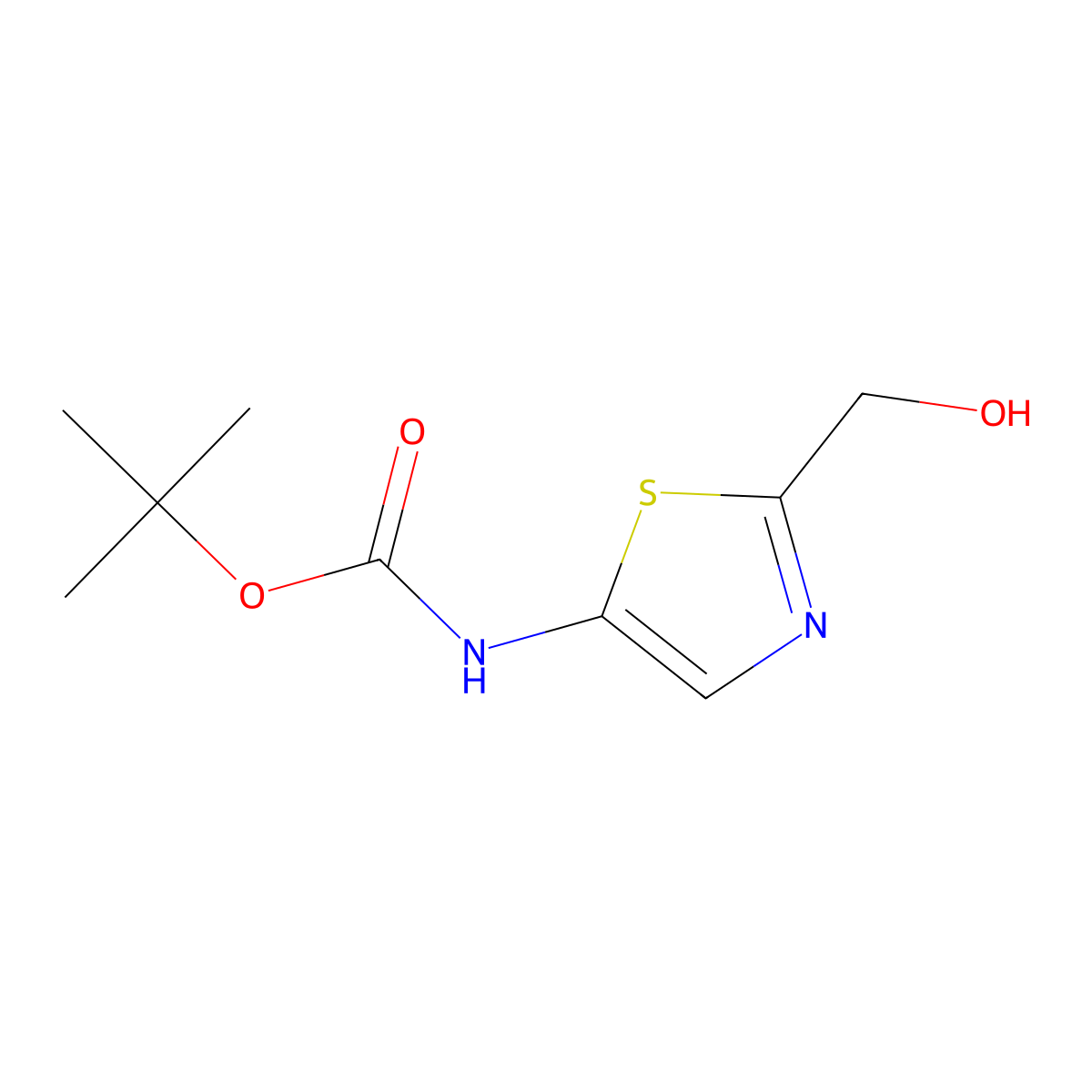 Tert-butyl (2-(hydroxymethyl)thiazol-5-yl)carbamate molecular structure, CAS 1357247-57-4