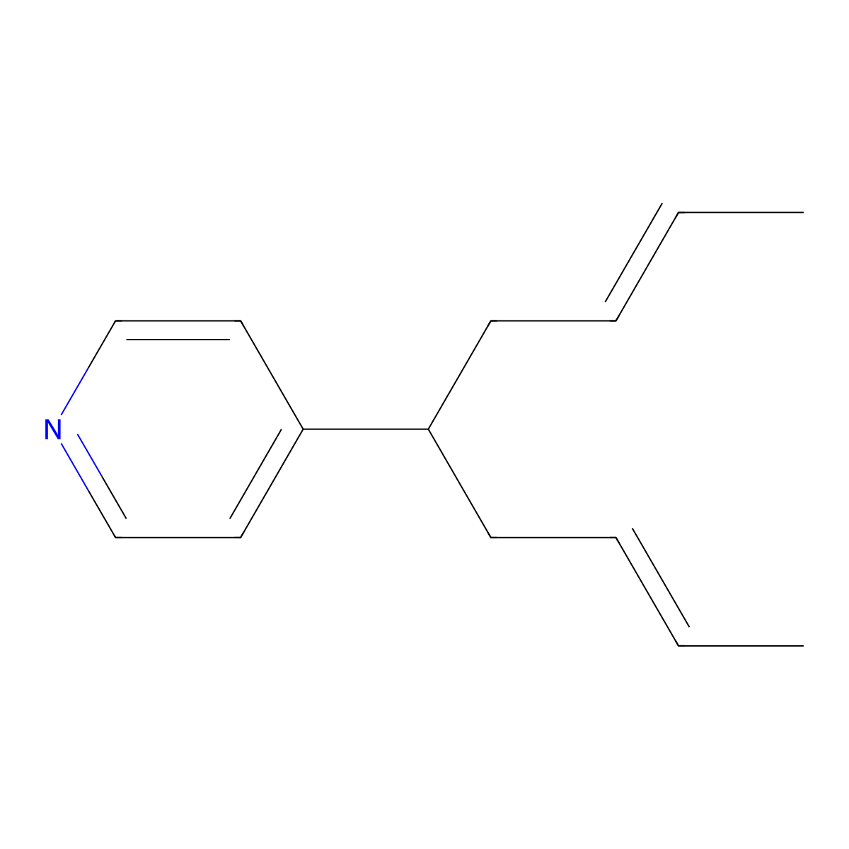 Pyridine, 4-[1-(2-buten-1-yl)-3-penten-1-yl]- molecular structure, CAS 13573-44-9