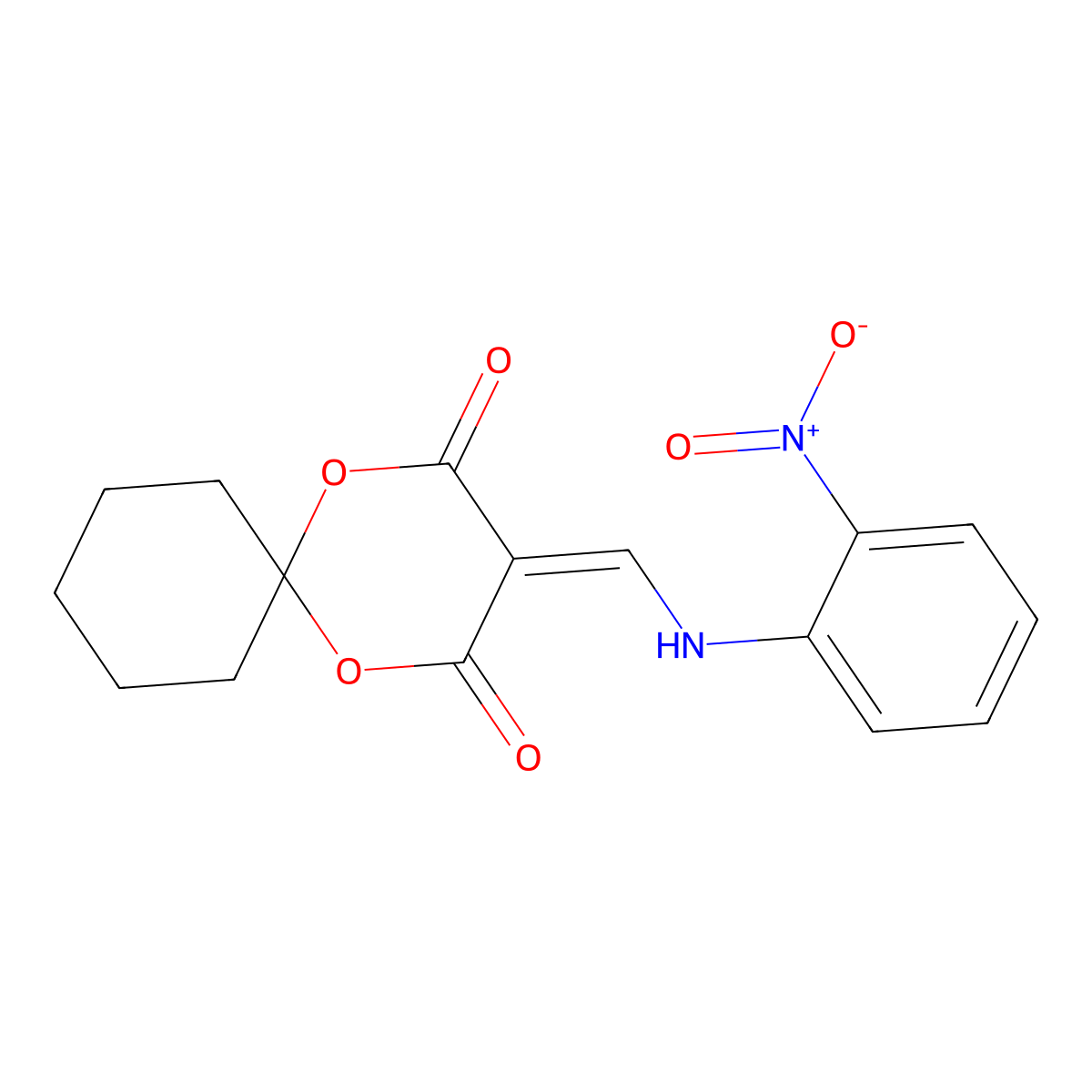 3-(((2-Nitrophenyl)amino)methylene)-1,5-dioxaspiro[5.5]undecane-2,4-dione molecular structure, CAS 135734-76-8