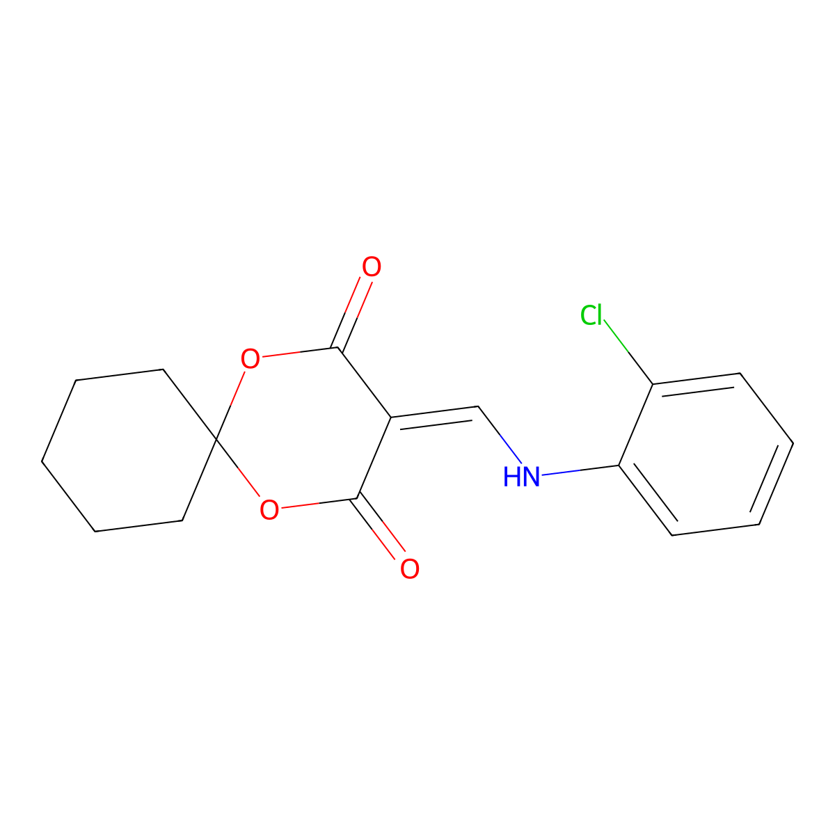 3-(((2-Chlorophenyl)amino)methylene)-1,5-dioxaspiro[5.5]undecane-2,4-dione molecular structure, CAS 135734-81-5