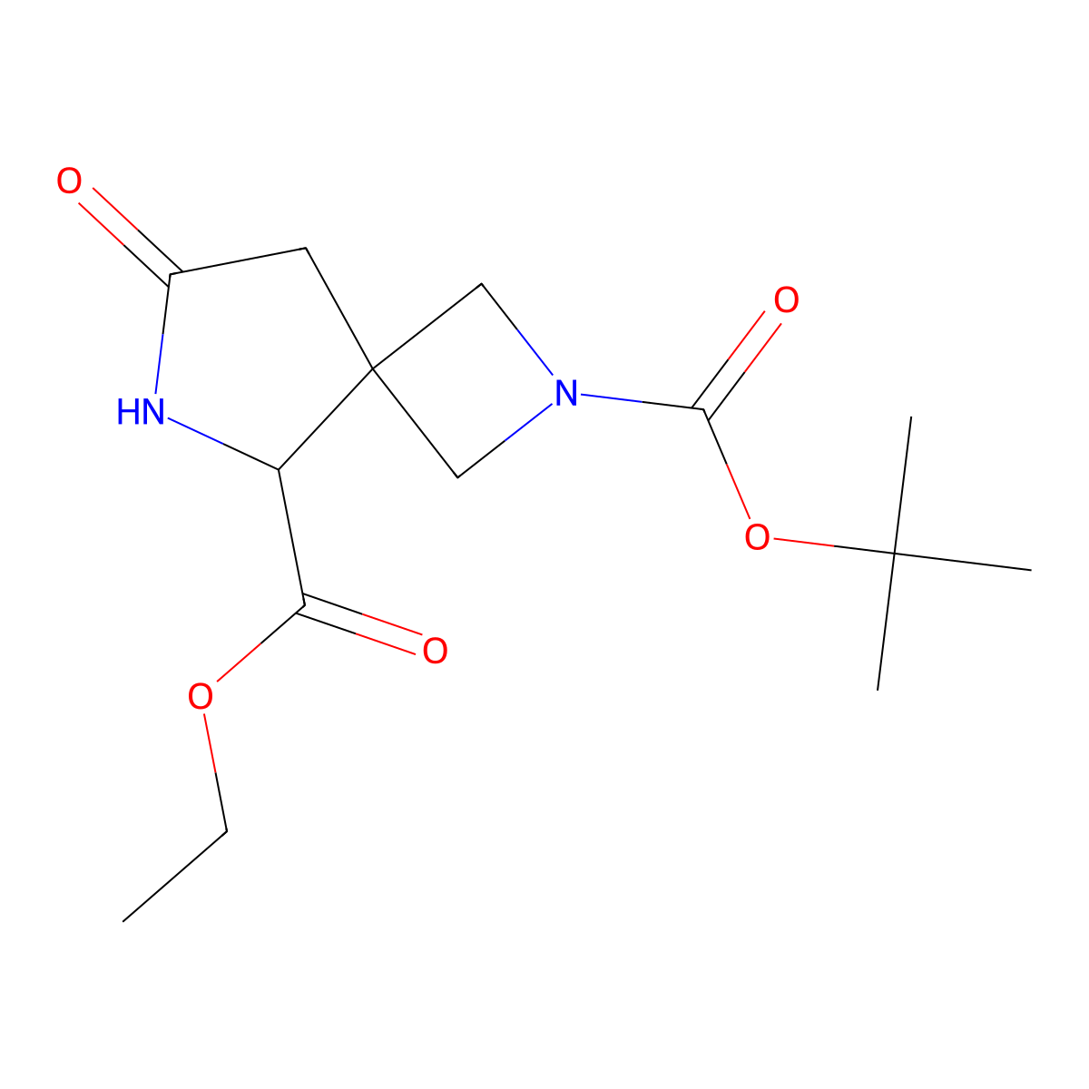2-t-Butyl 5-ethyl 7-oxo-2,6-diazaspiro[3.4]octane-2,5-dicarboxylate molecular structure, CAS 1357351-87-1