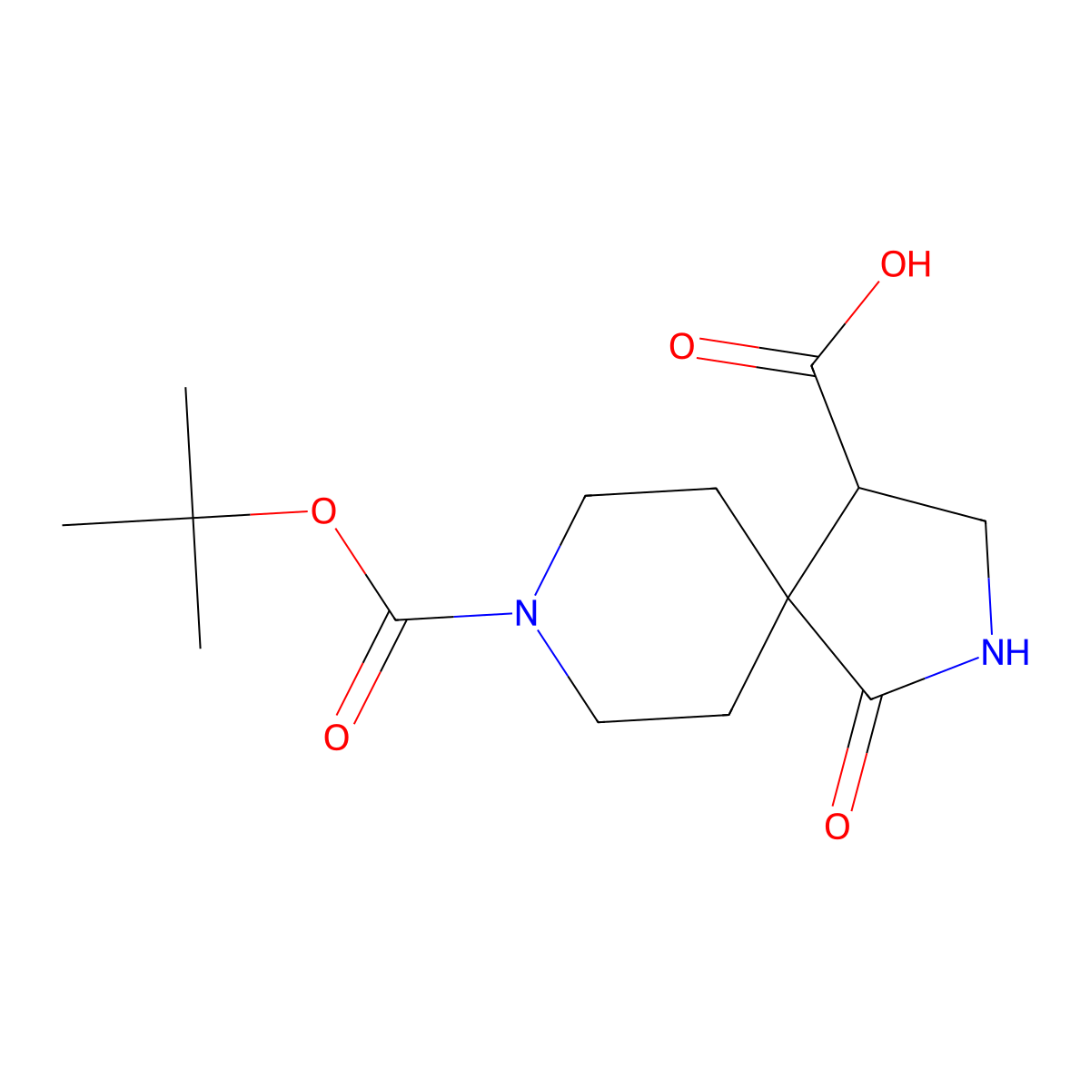 8-(tert-Butoxycarbonyl)-1-oxo-2,8-diazaspiro[4.5]decane-4-carboxylic acid molecular structure, CAS 1357351-88-2