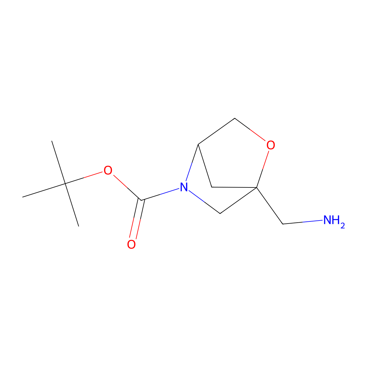 Tert-butyl 1-(aminomethyl)-2-oxa-5-azabicyclo[2.2.1]heptane-5-carboxylate molecular structure, CAS 1357351-98-4