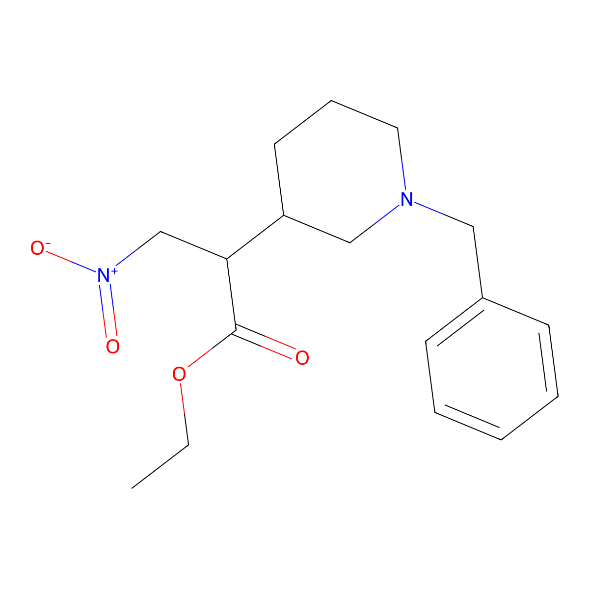 2-(1-Benzyl-piperidin-3-yl)-3-nitro-propionic acid ethyl ester molecular structure, CAS 1357352-31-8