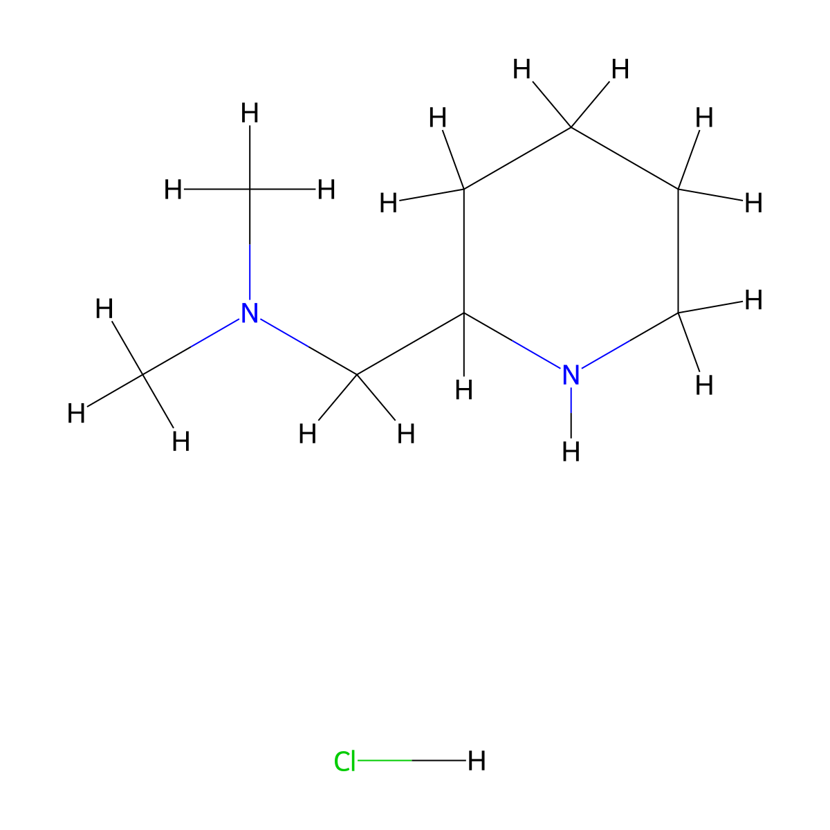 N,N-Dimethyl-1-(piperidin-2-yl)methanamine hydrochloride molecular structure, CAS 1357352-64-7